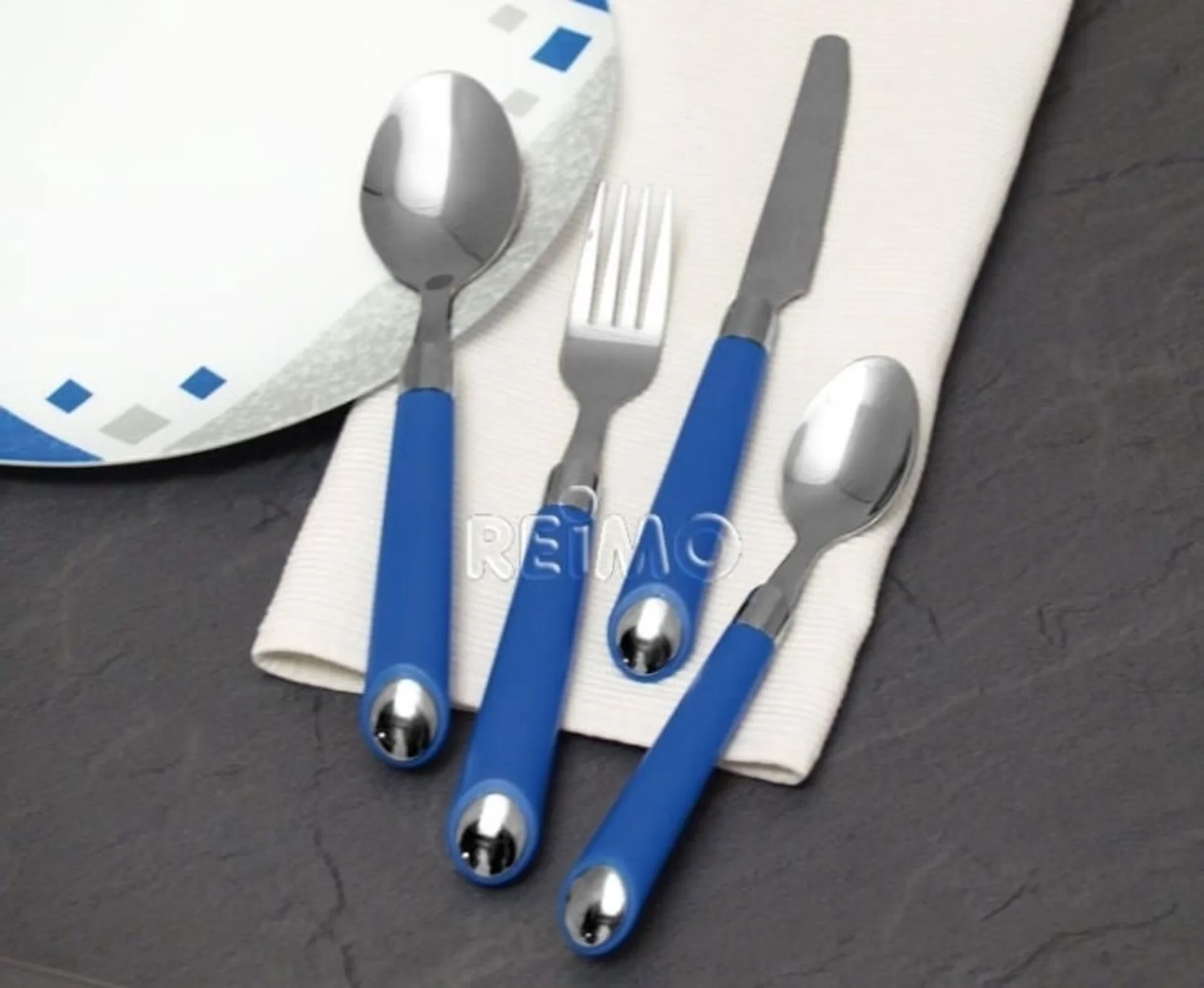 Couverts pour 6 personnes OCEAN bleu 24 pcs 18/10 Ed