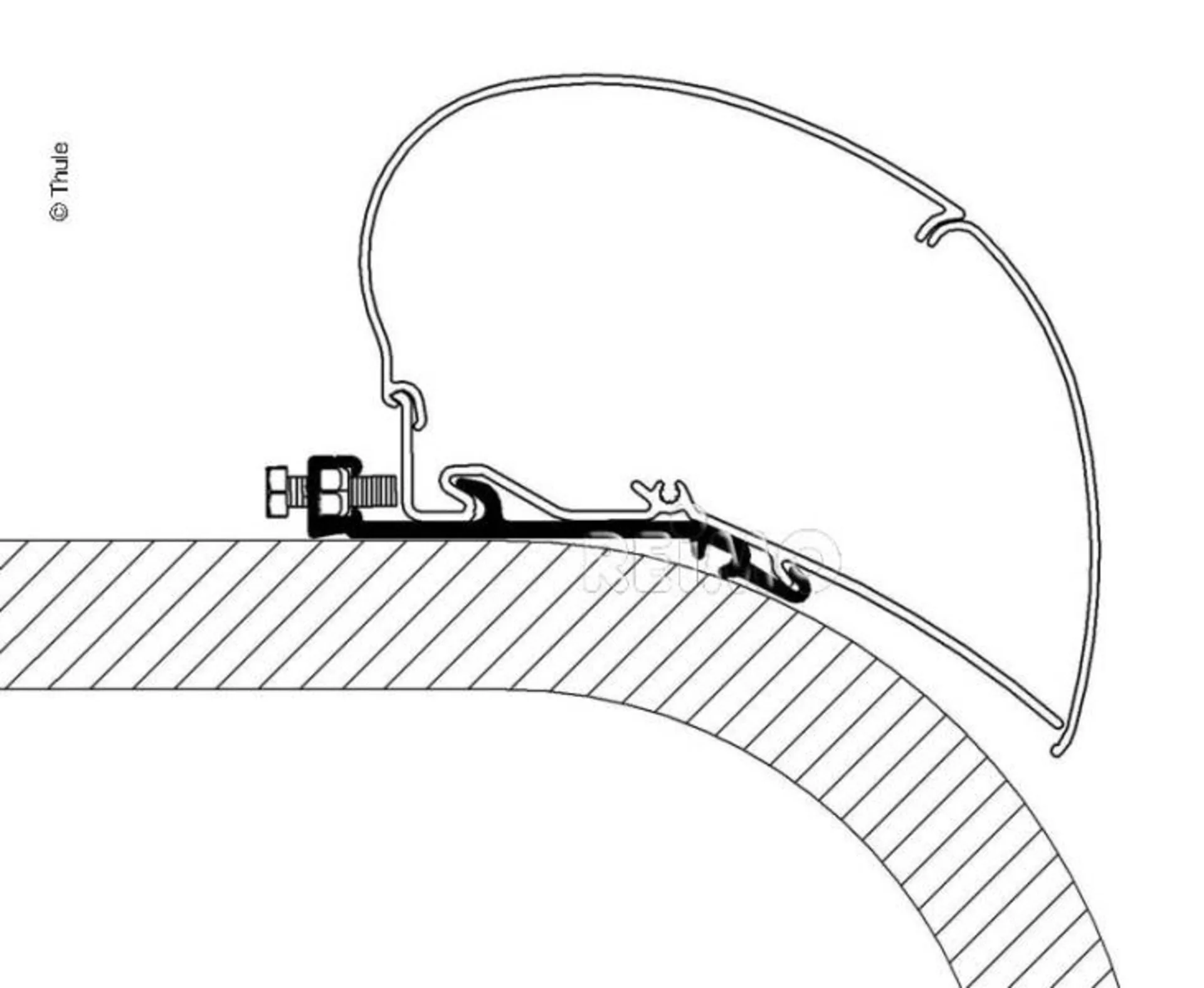 Omnistor Flat-Adapter für Thule Dachmarkise 6002 6900 L:4,00m