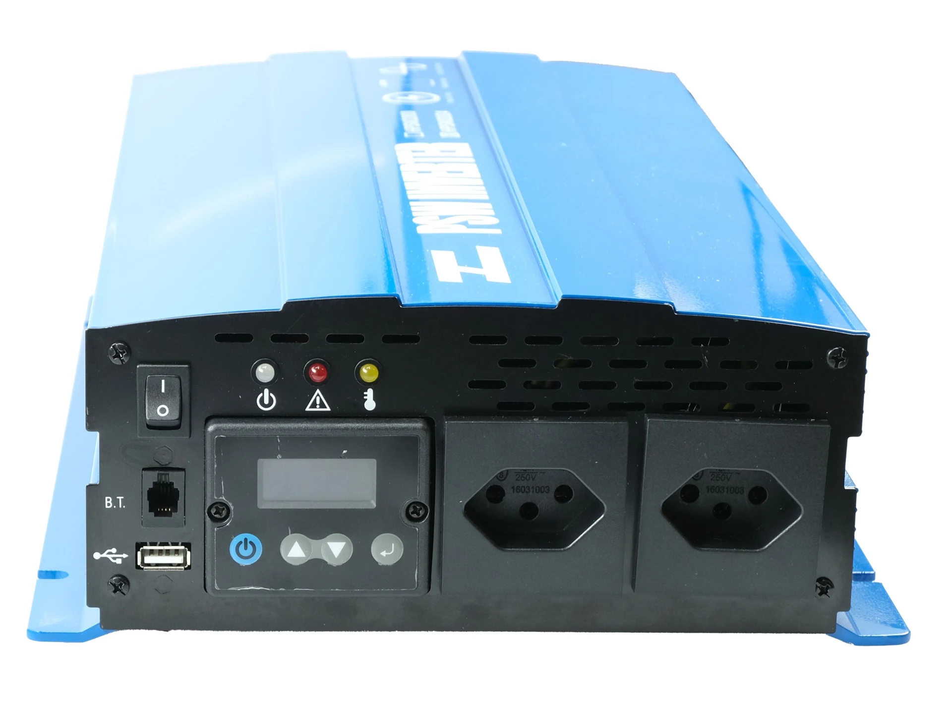 Sinus-Wechselrichter mit LCD Display 12 -> 230 V 2’000 W 400 x 247 x 100 mm, reine Sinuswelle Sinus-Wechselrichter mit LCD Display 12 -> 230 V 2’000 W 400 x 247 x 100 mm, reine Sinuswelle
