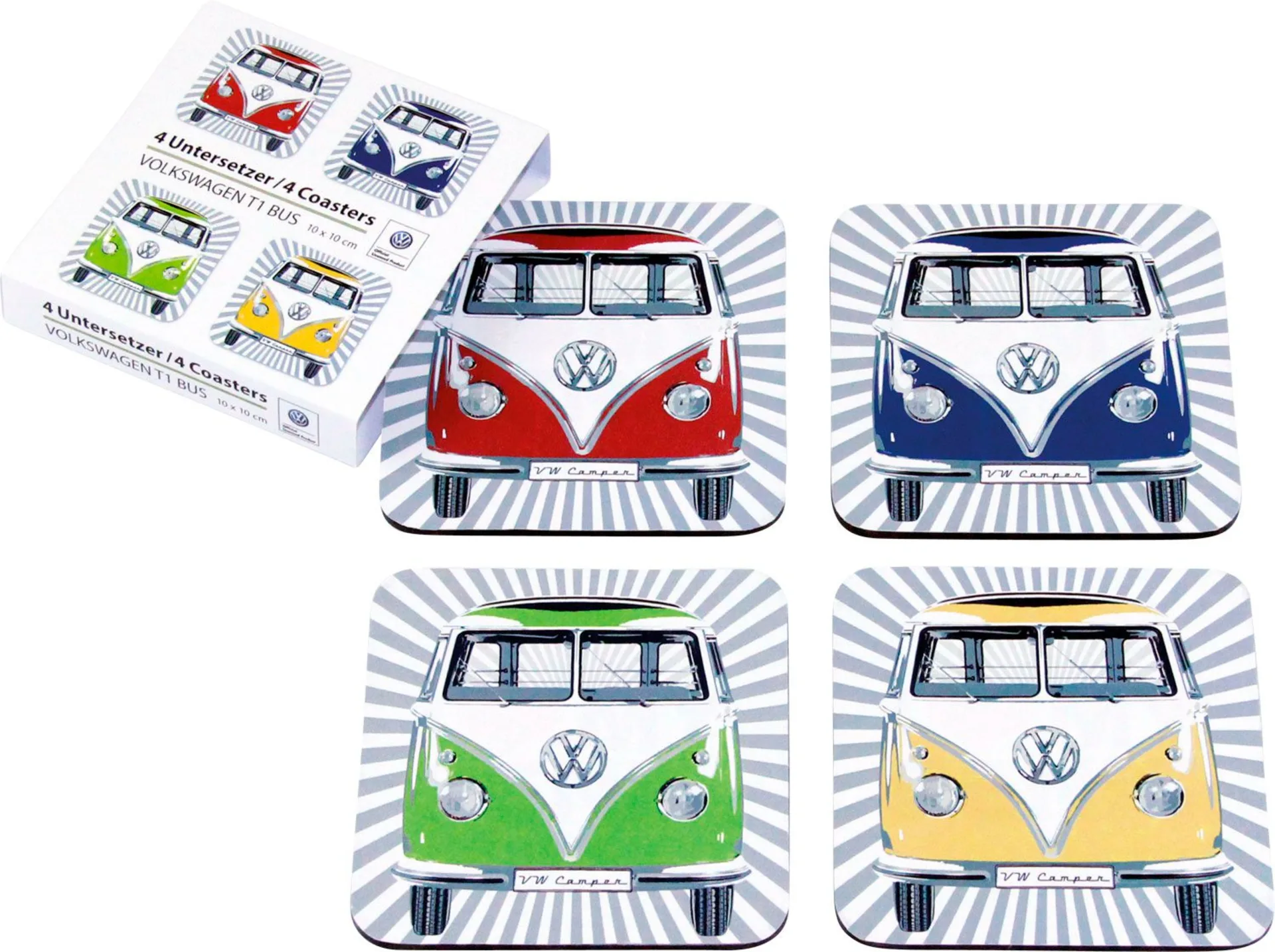 VW Collection T1 Bus Untersetzer 4er Set für Tassen Samba Stripes