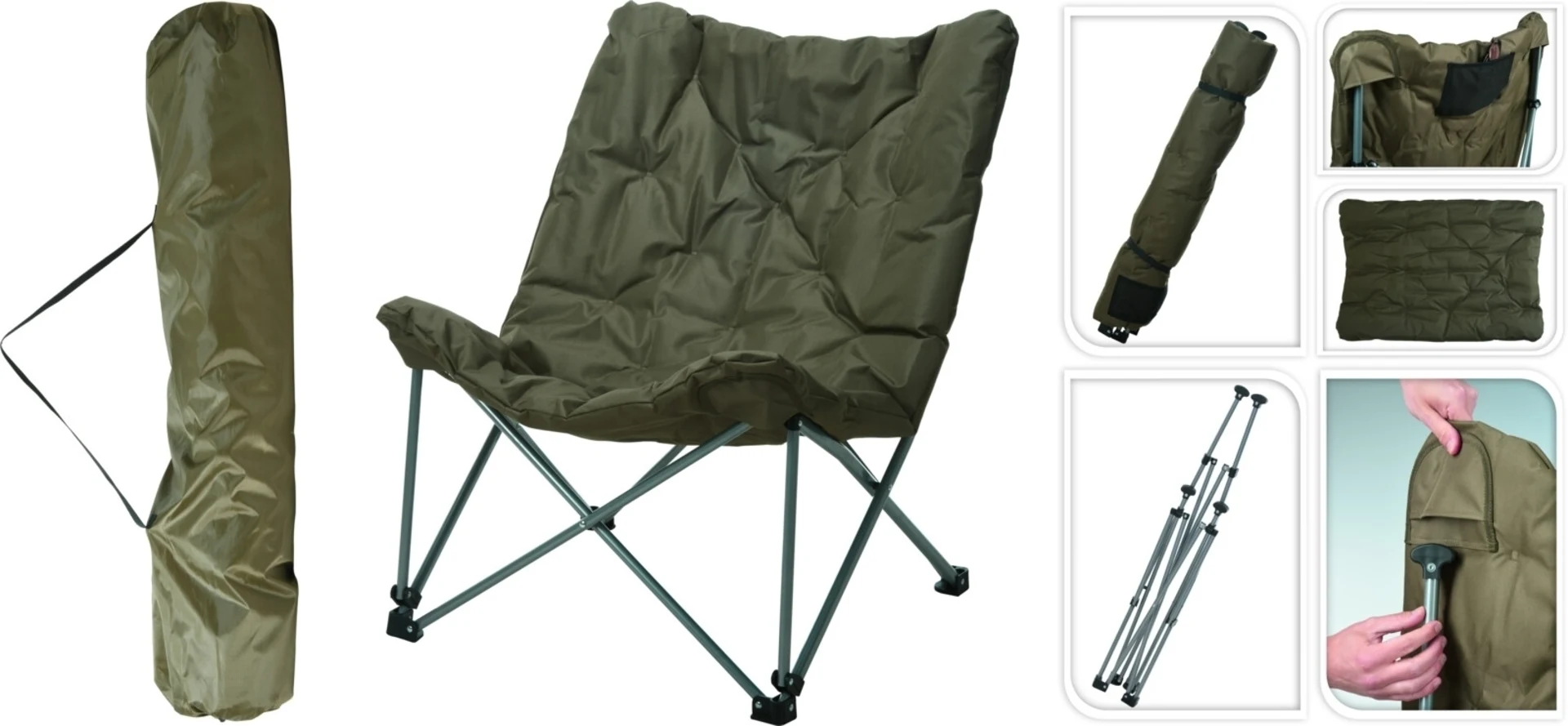 Campingstuhl faltbar mit Kissen inkl. Tragetasche