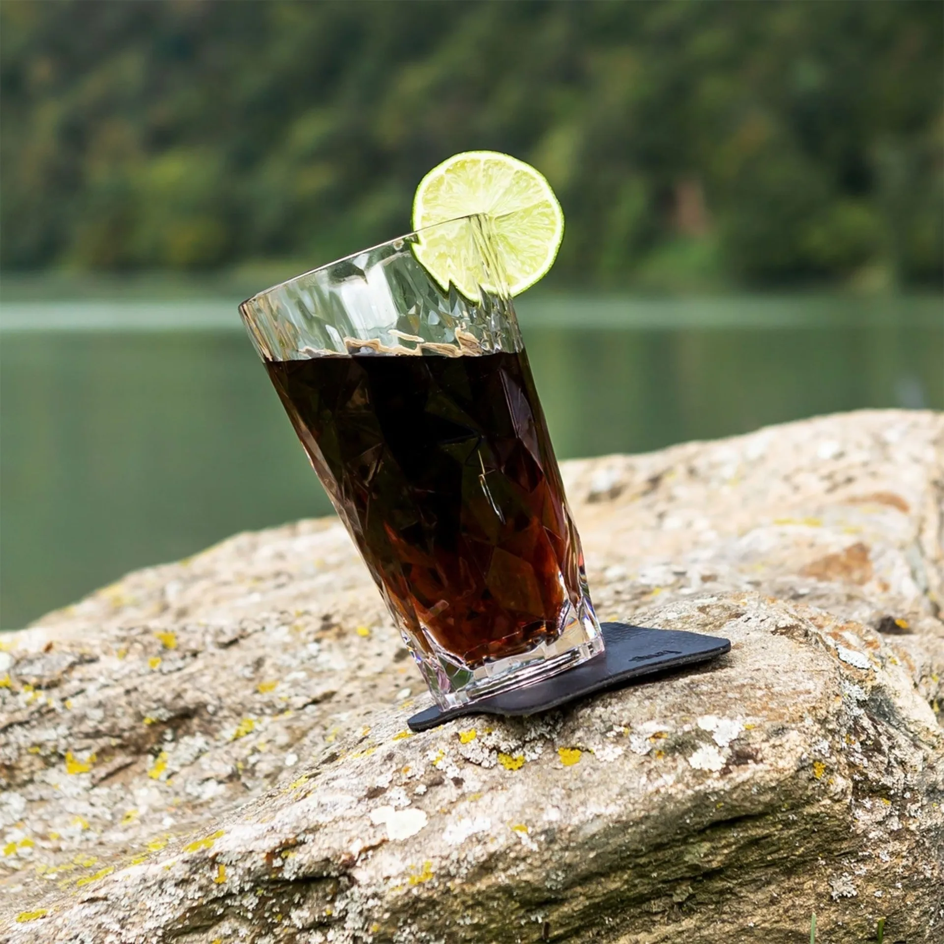 silwy® Magnet-Longdrink-Kunststoffgläser Transparent inkl. metallischem Gel-Untersetzer 2 Stk. (300 ml)
