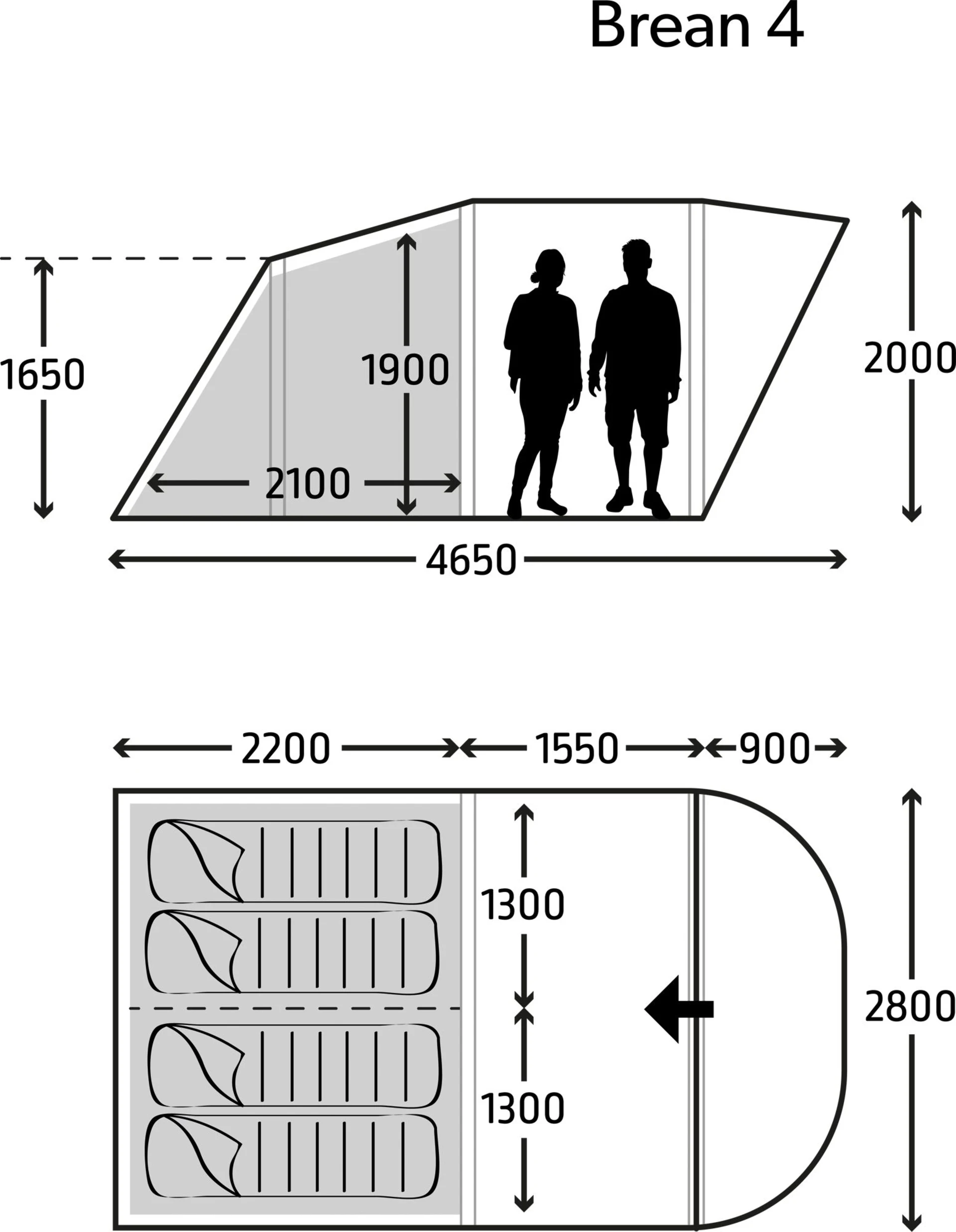 Kampa Brean Air 4 aufblasbares Tunnelzelt für 4 Personen