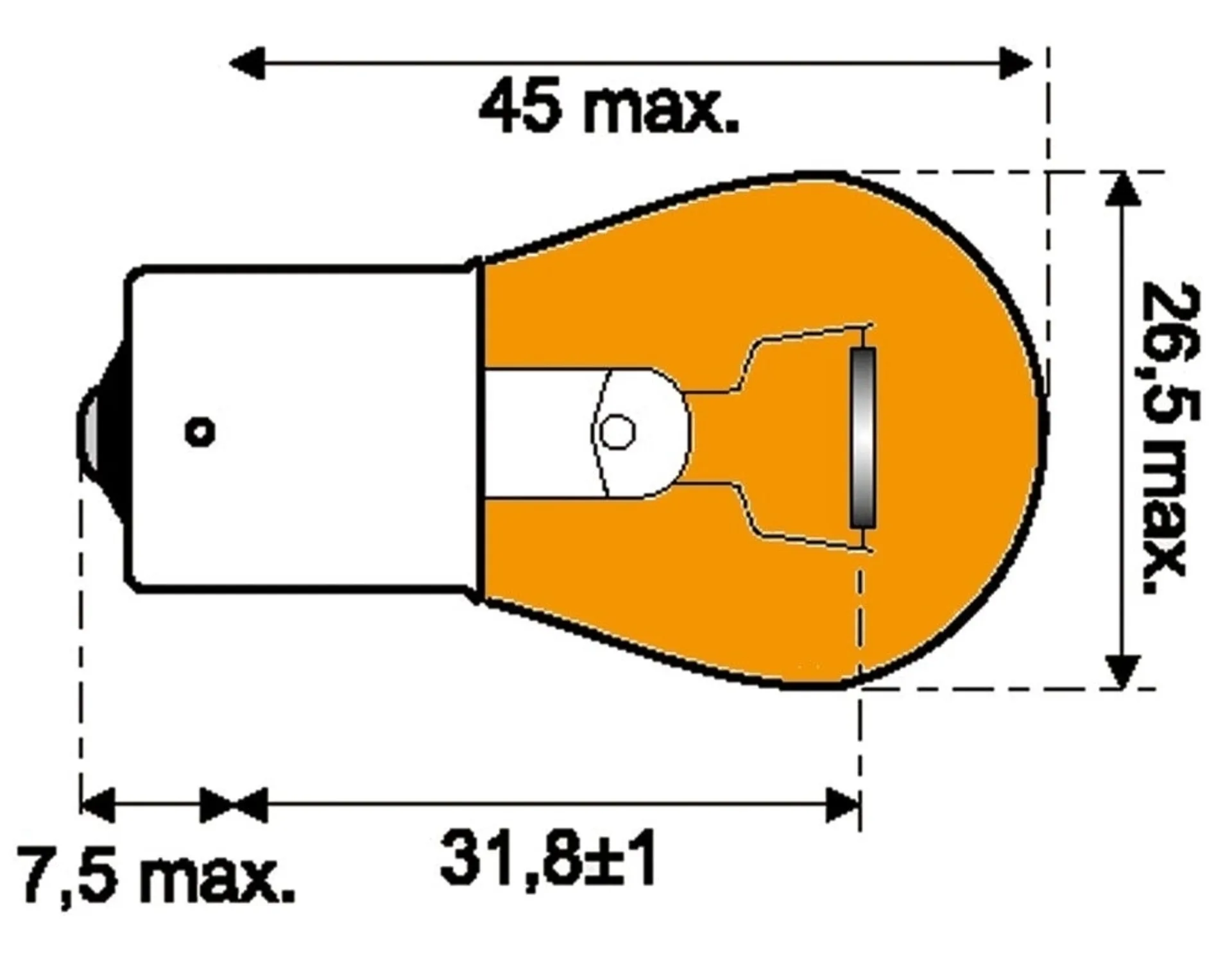 Ampoule 24V 21W jaune BA15s