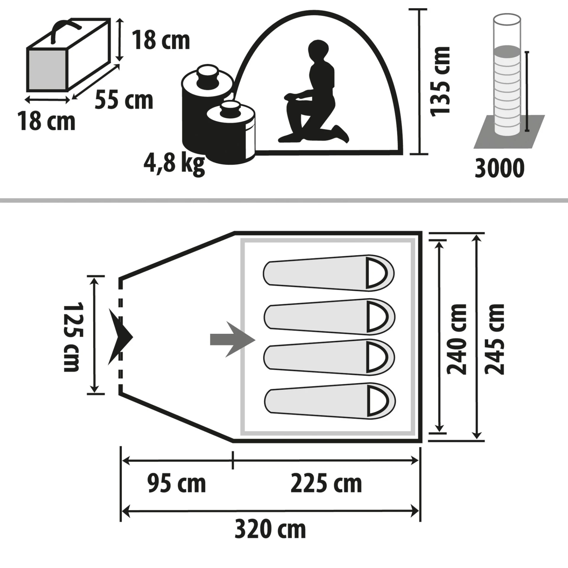 Tente dôme Berger Kiwi NZ 4 pour 4 personnes Tente dôme Berger Kiwi NZ 4 pour 4 personnes