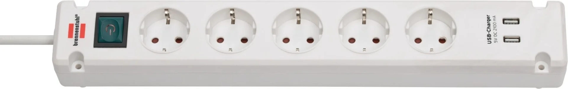Brennenstuhl Bremounta Steckdosenleiste 5-fach mit 2 USB-Ladebuchsen 3 m