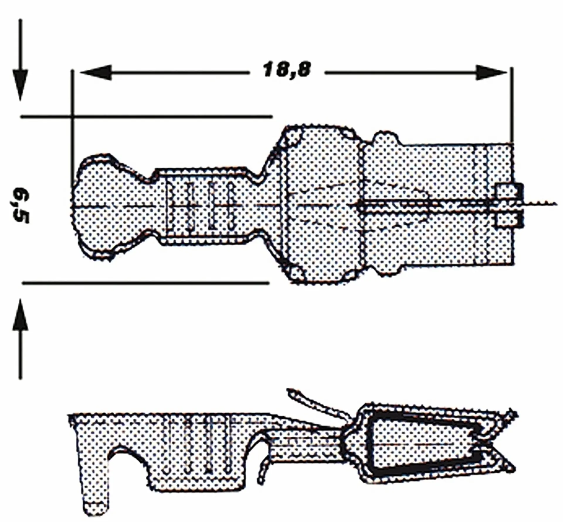 DFK 1 Flachsteckhülsen für Stecksicherungen Breite: 6.5mm Länge: 18.8mm / -6.0mm2
