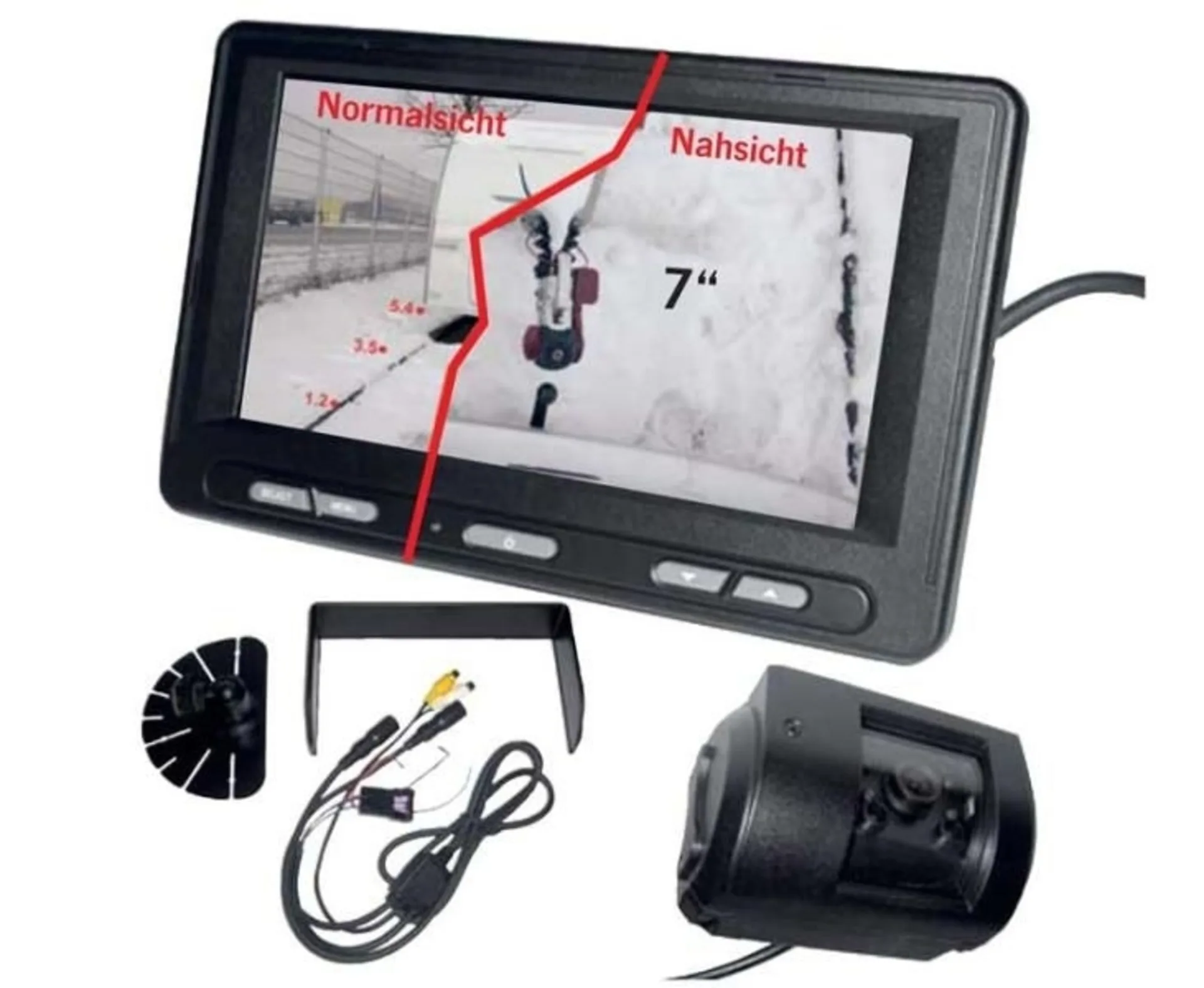 carbest Profi-View 7 Zoll Farb-Rückfahrkamera-System mit motorisch verstellbarer Kamera