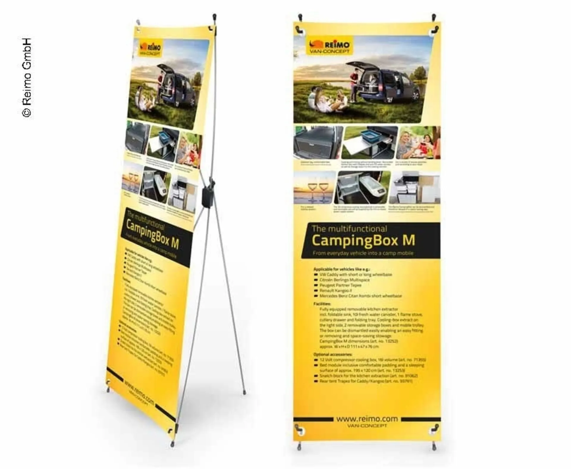 X-bannière avec motif Reimo Campingbox M - Anglais - Taille 60x180cm