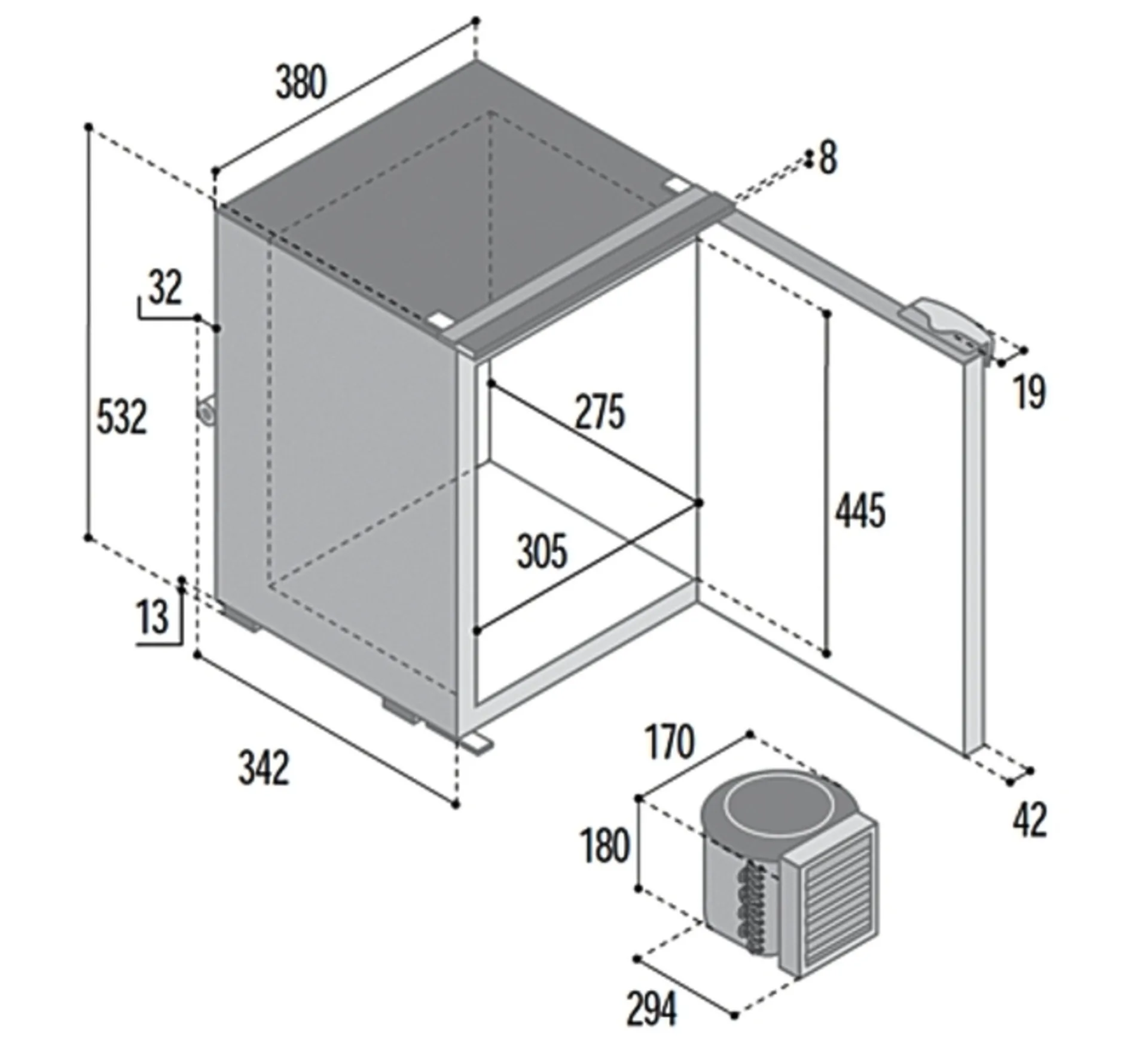 Kompressor-Kühlschrank C42L - Schwarz - 42 l