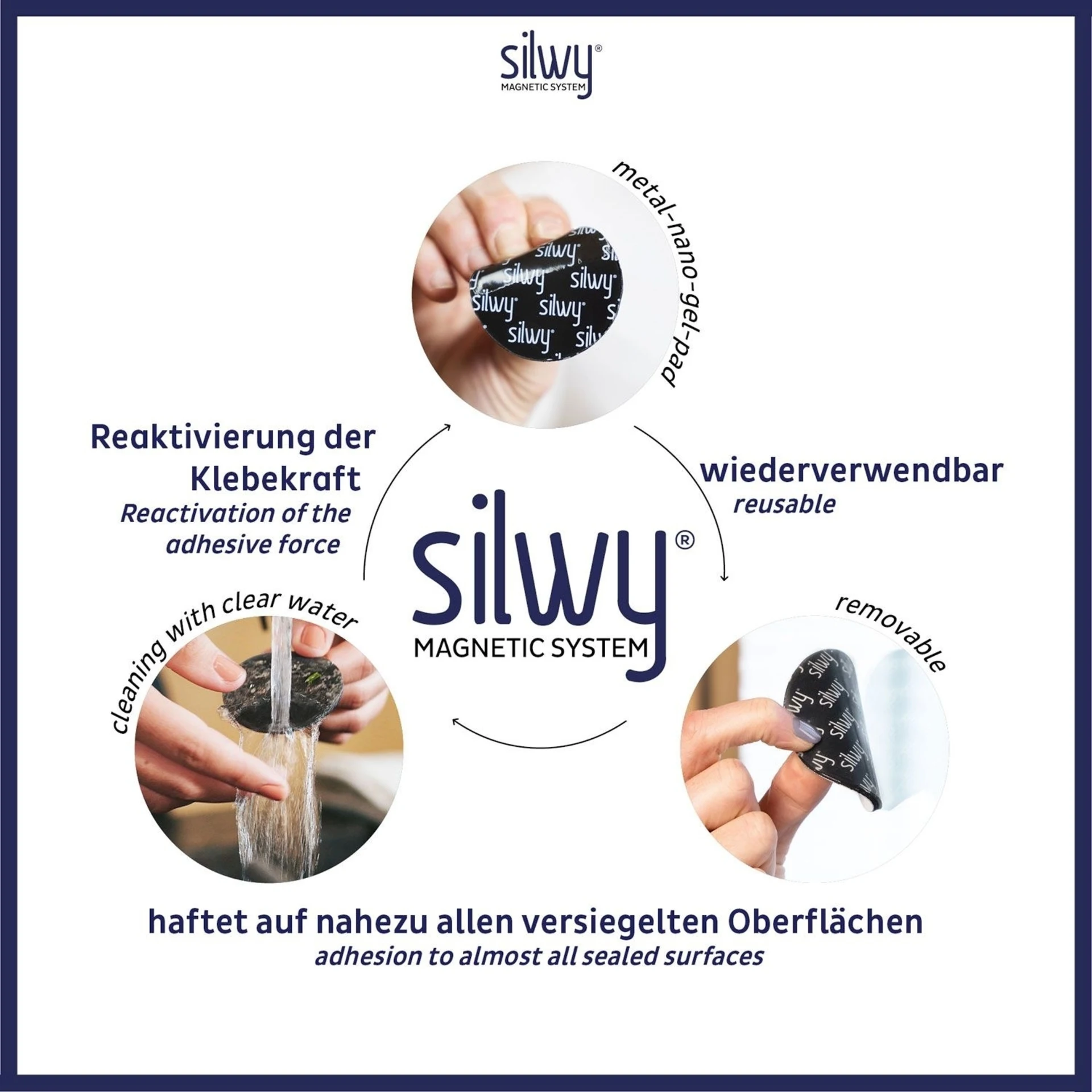silwy® Power Magnete inkl. 4 Klebepunkte