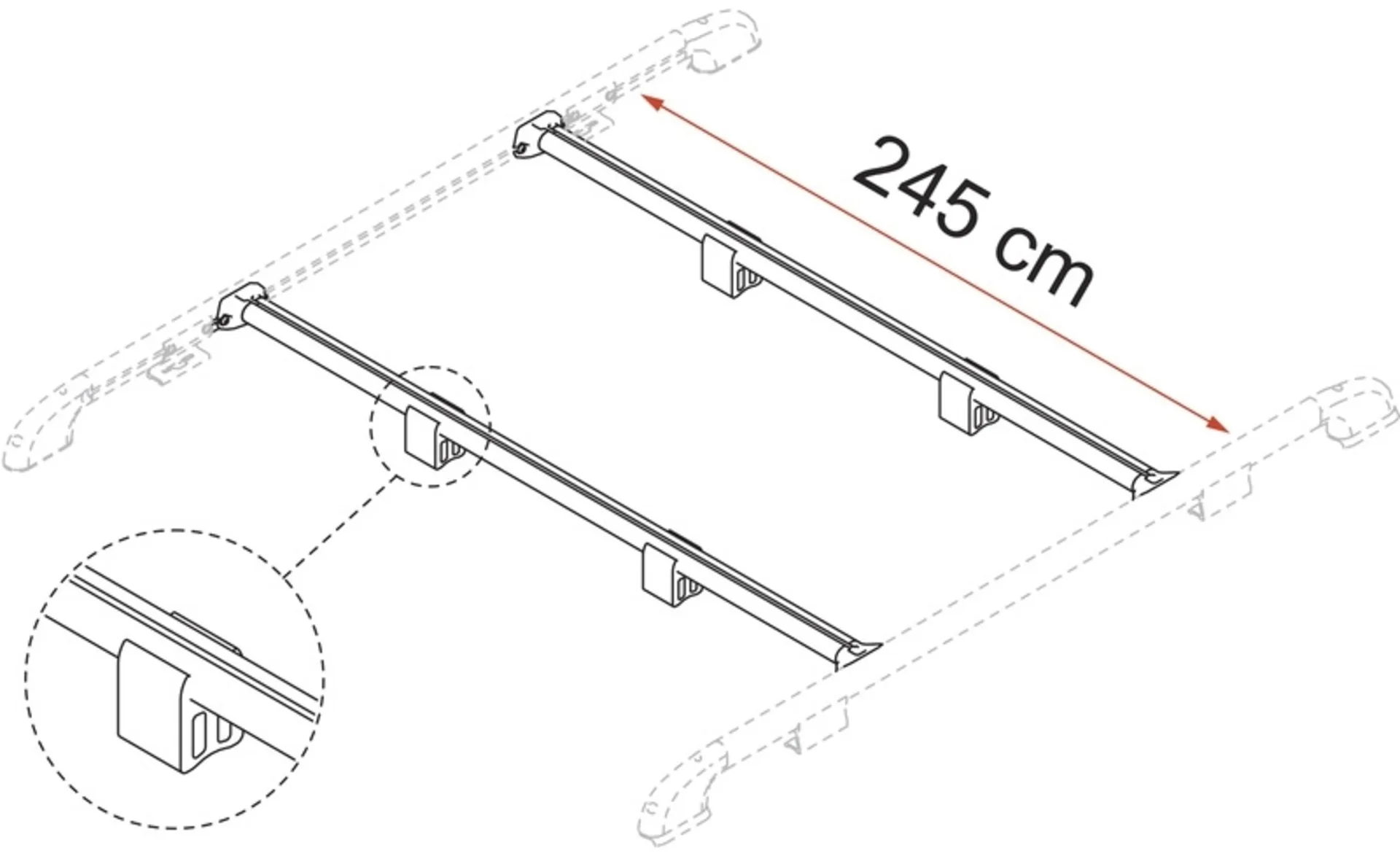 Querstange Fixing-Bar Rail - Grau - 240 cm