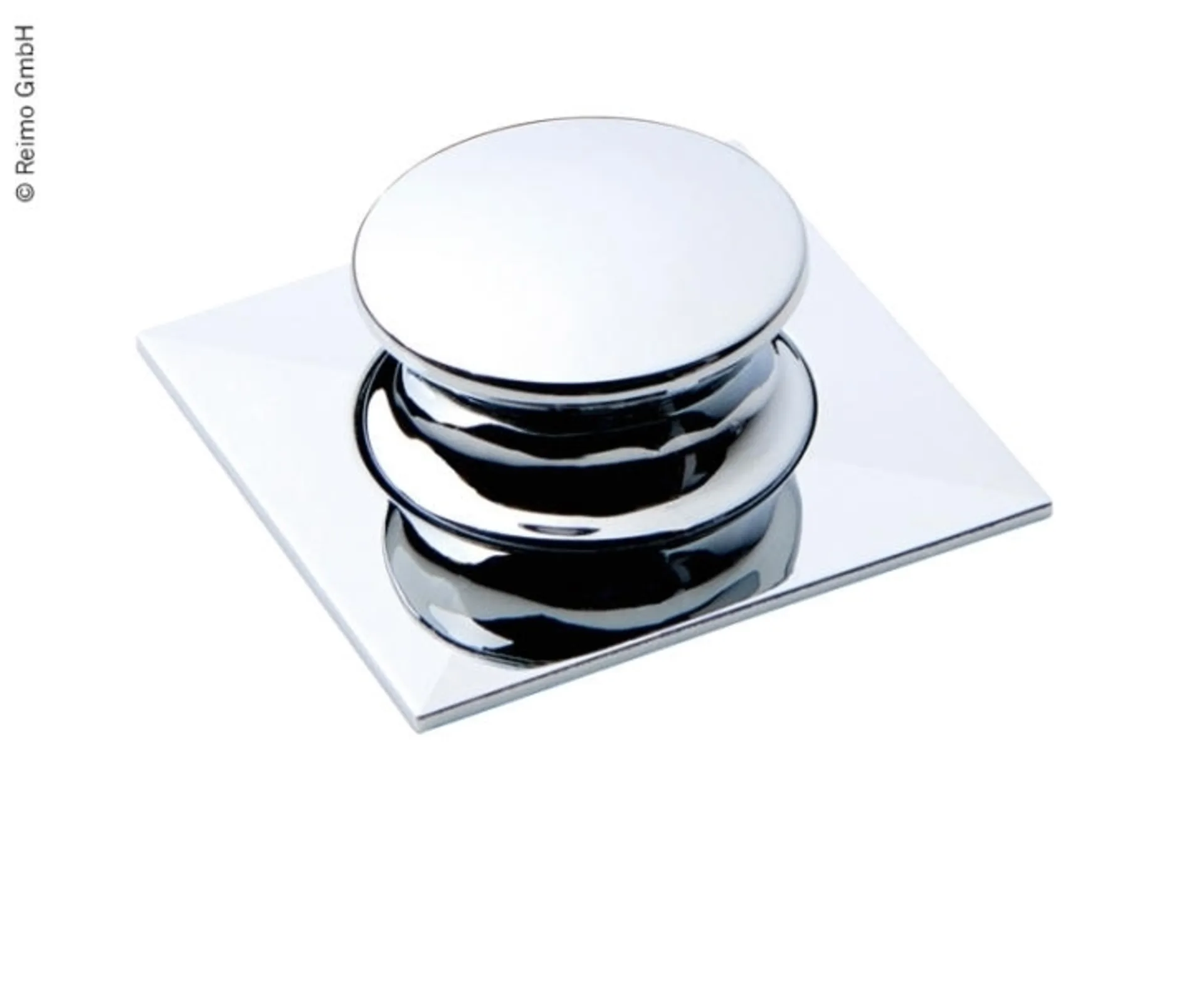 Poignée de meuble carrée avec fonction push lock, pour épaisseur de porte 14-16 mm, en plastique ABS chromé