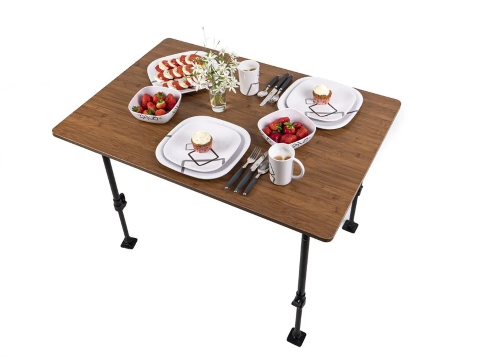 Leichtgewichtiger Campingtisch mit Bambus-Dekor, 80x60cm