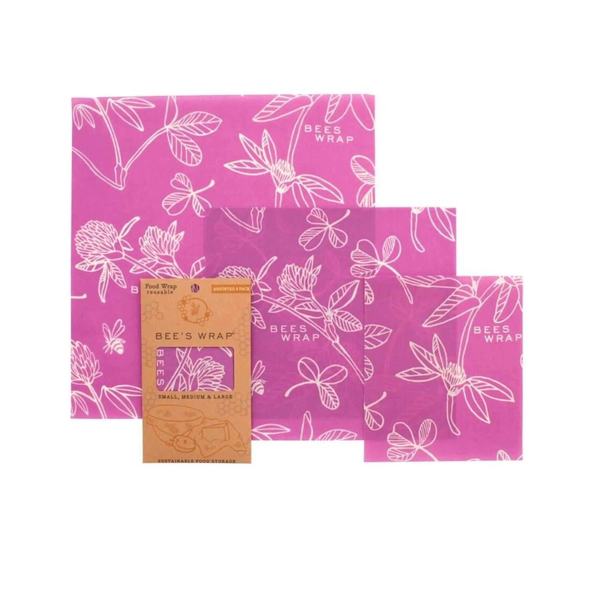 Bees Wrap : lot de 3 feuilles de cire d'abeille assorties « Mimis Purple »