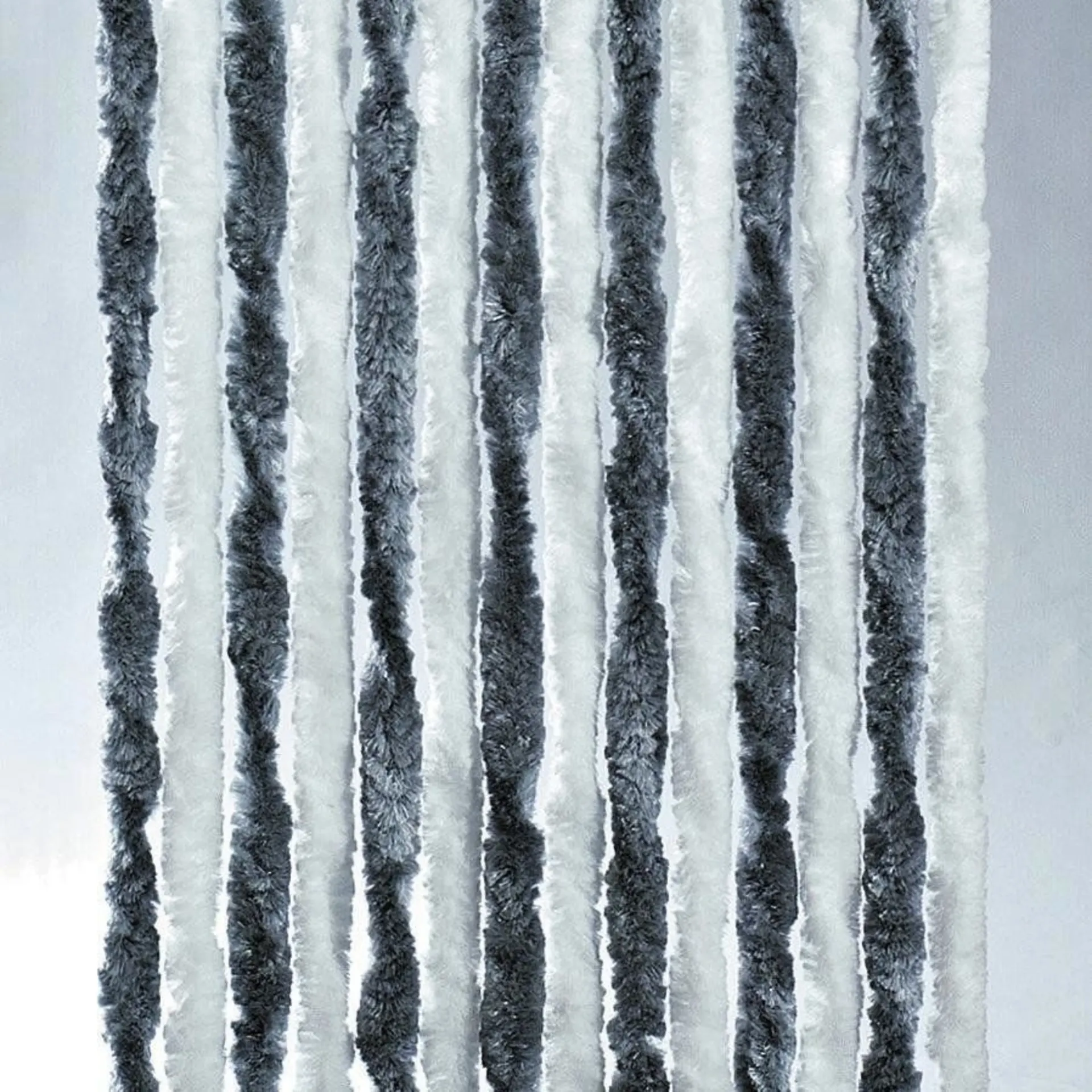 Berger Chenille-Flauschvorhang dunkelgrau/weiß 185 x 56 cm