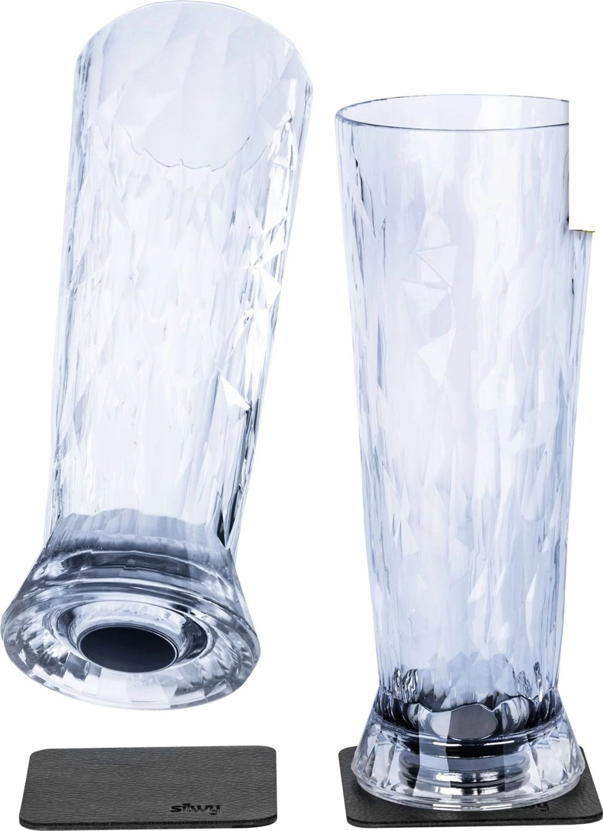 silwy® Magnet-Bier-Kunststoffgläser inkl. Metall-Nano-Gel-Pad 2 Stk. (500 ml)