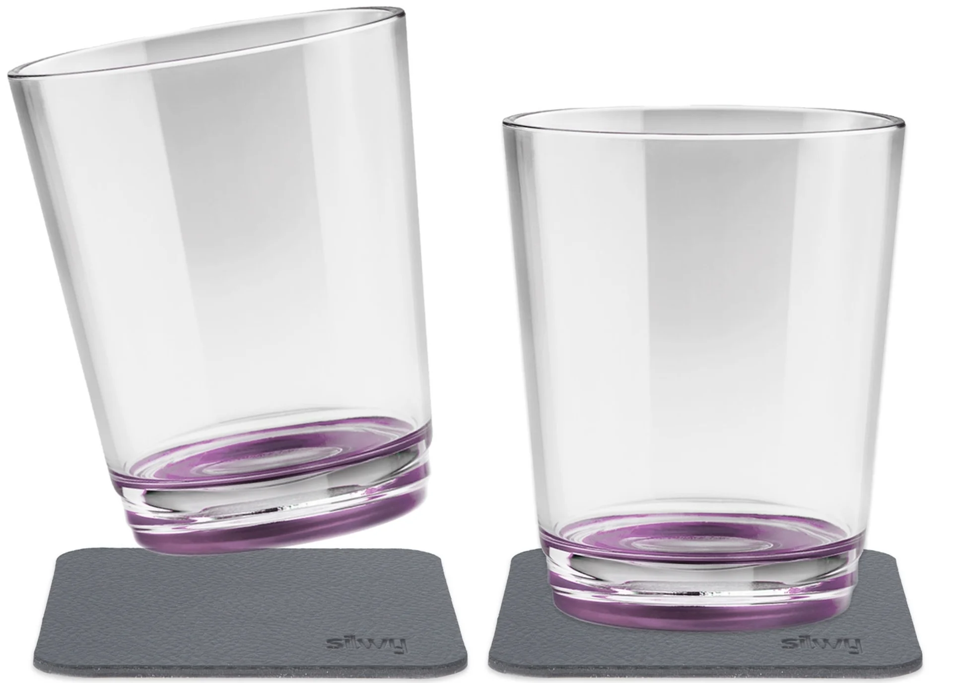 silwy® Tritan-Magnetgläser mit Untersetzer 2er Set (250 ml) Beere