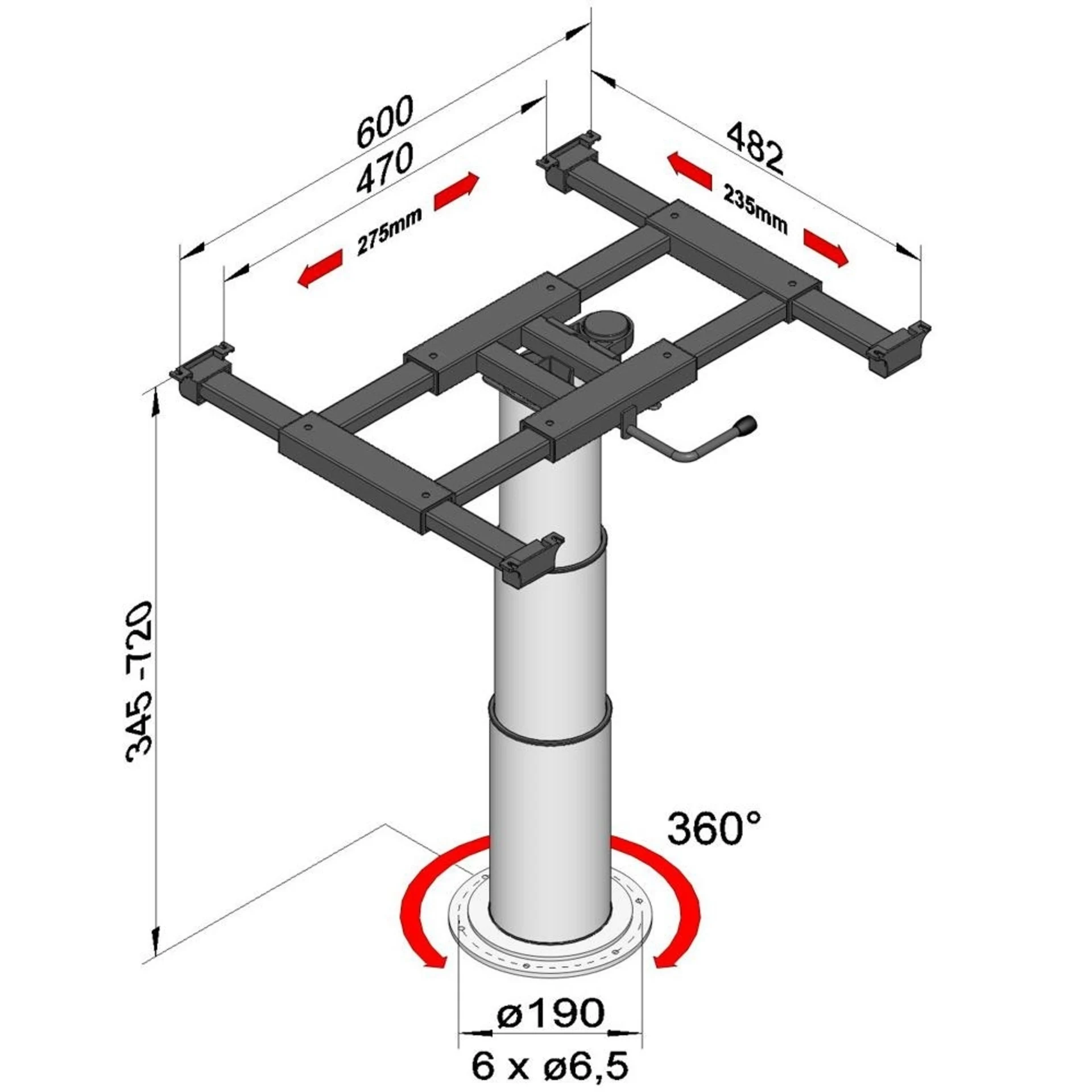 Colonne élévatrice avec déplacement x/y et torsion