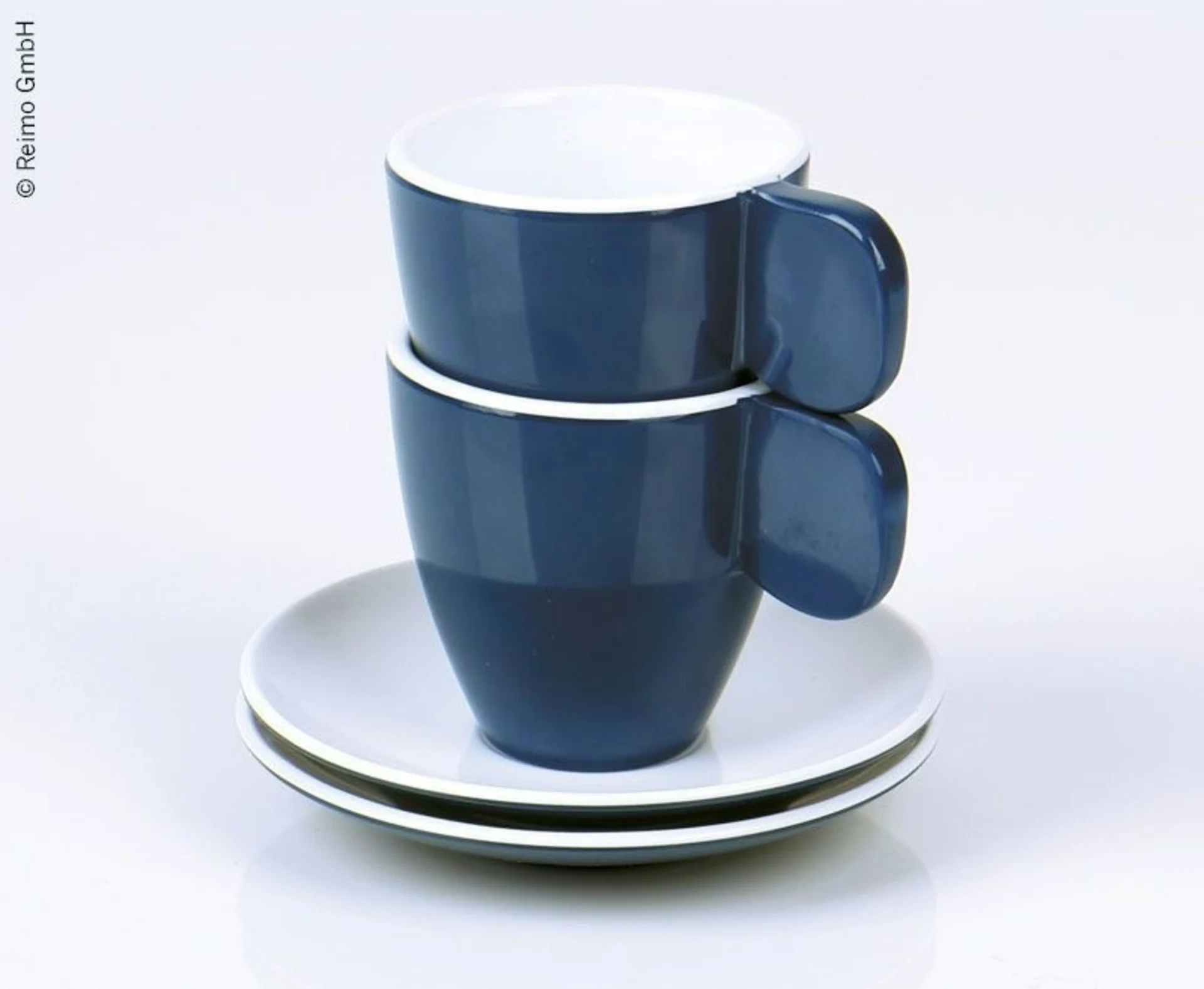 Camp4 2er-Set Espresso-Tassen aus Melamin in Dunkelblau/Weiss