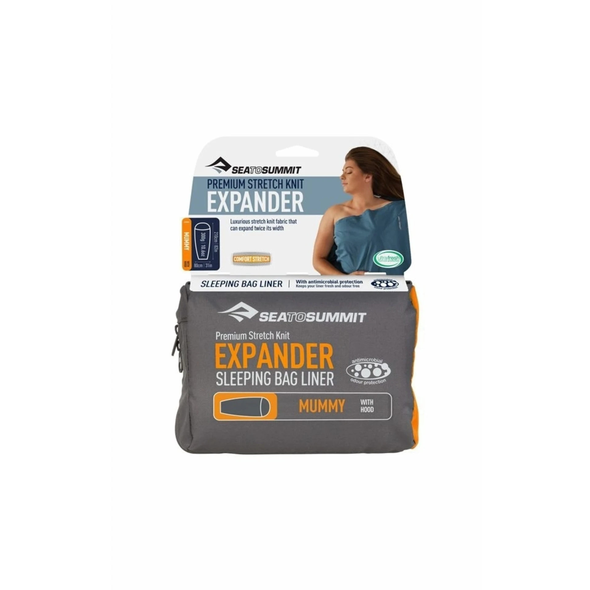Sea to Summit Expander Liner Sac de couchage de voyage Inlett Mummy avec compartiment pour oreiller et pied Green
