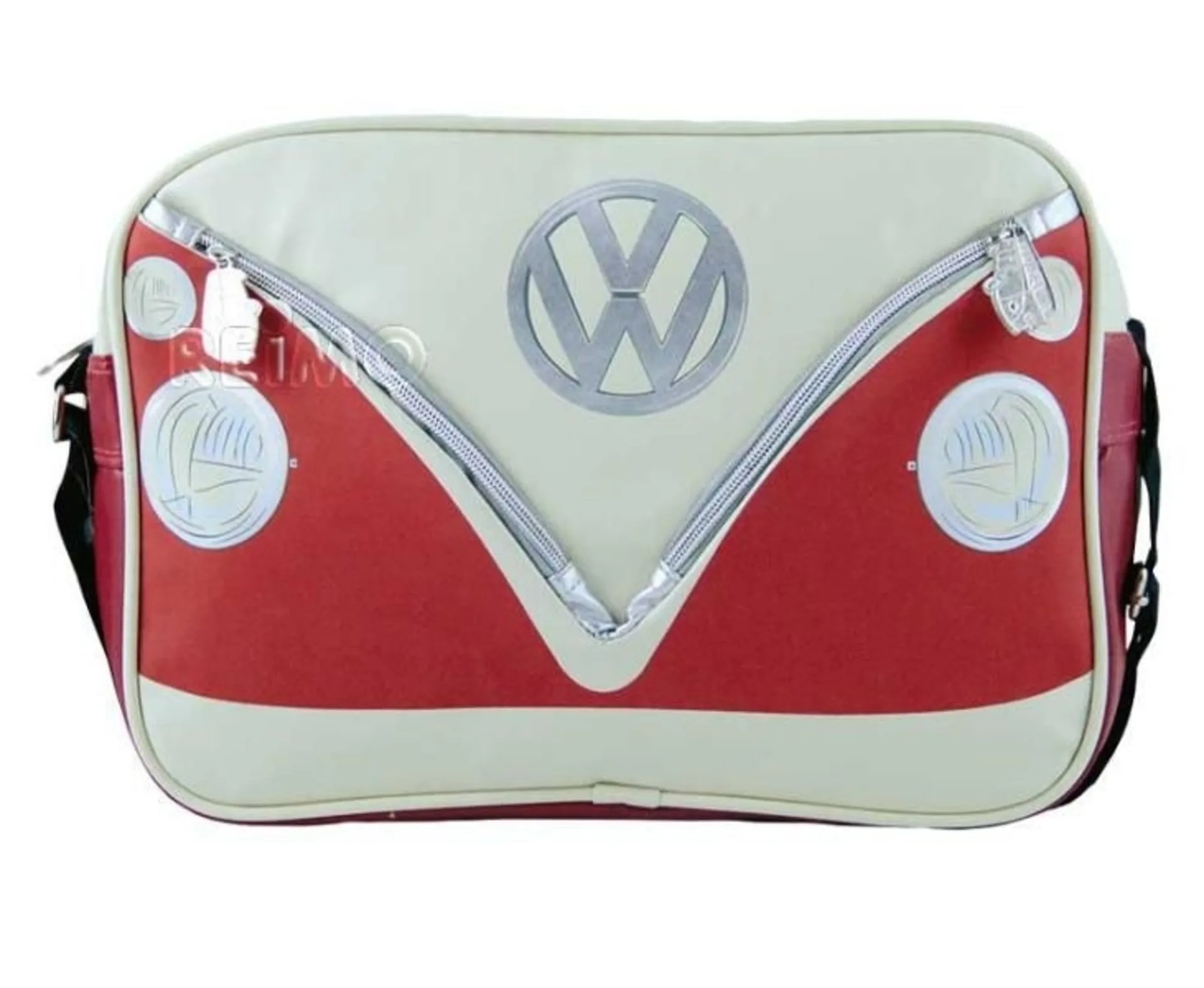 Schultertasche VW Bulli rot/creme aus Kunstleder