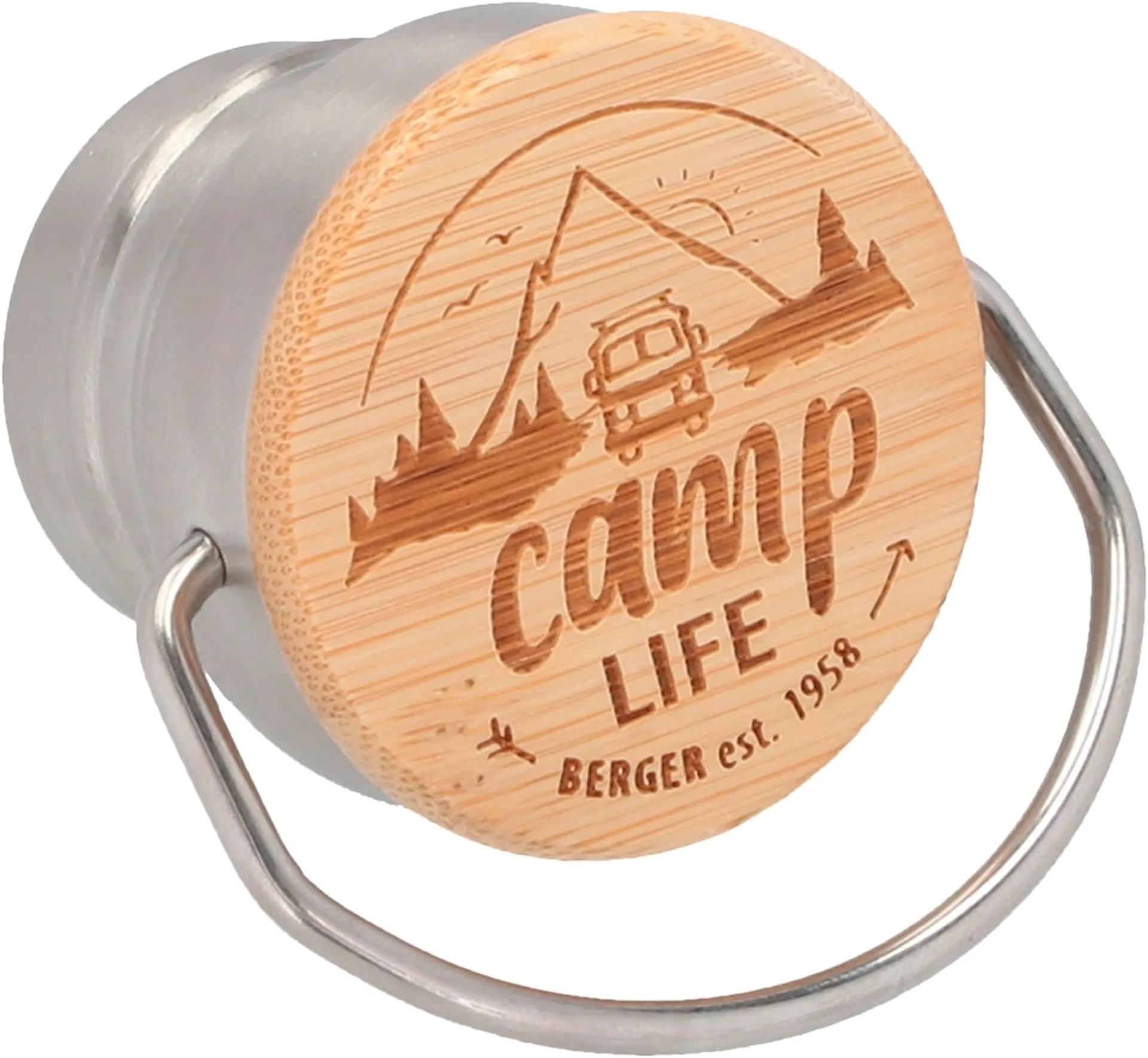 Camplife Isolierflasche mit Bambusdeckel 600 ml