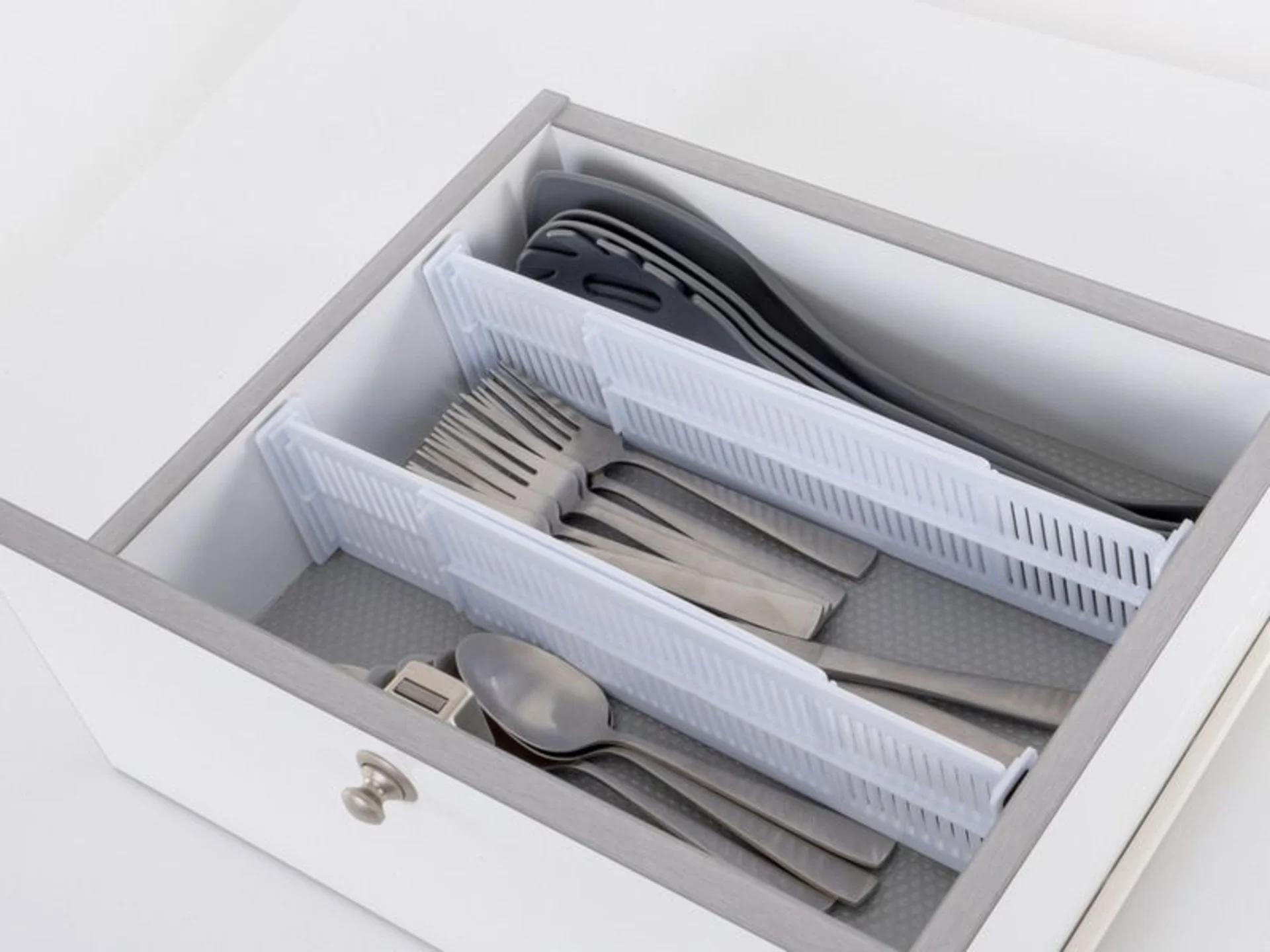 Schubladentrennwand, 2er Set in Weiss-Transparent