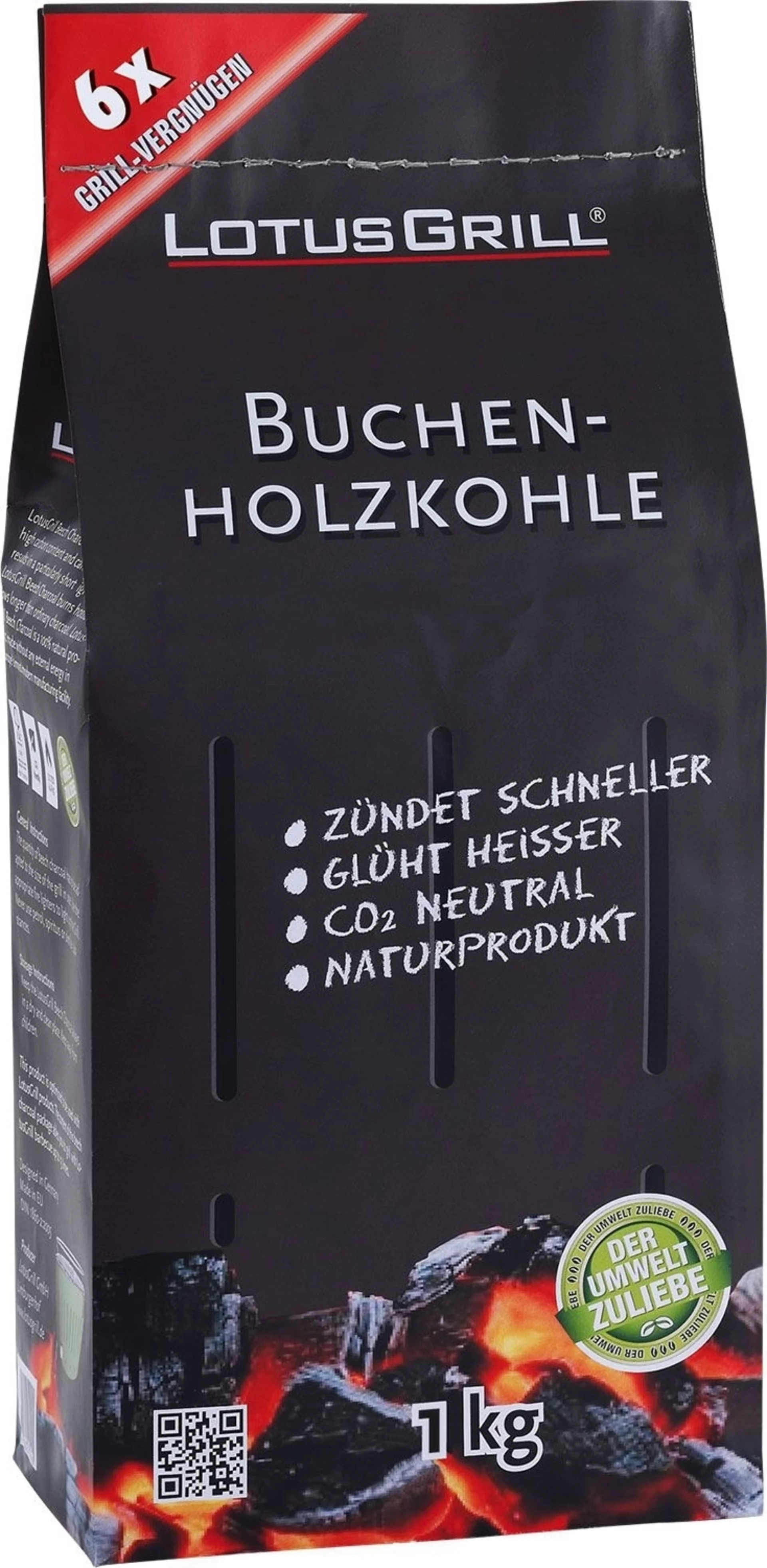 Charbon de hêtre Lotus pour barbecues au charbon de bois 1 kg