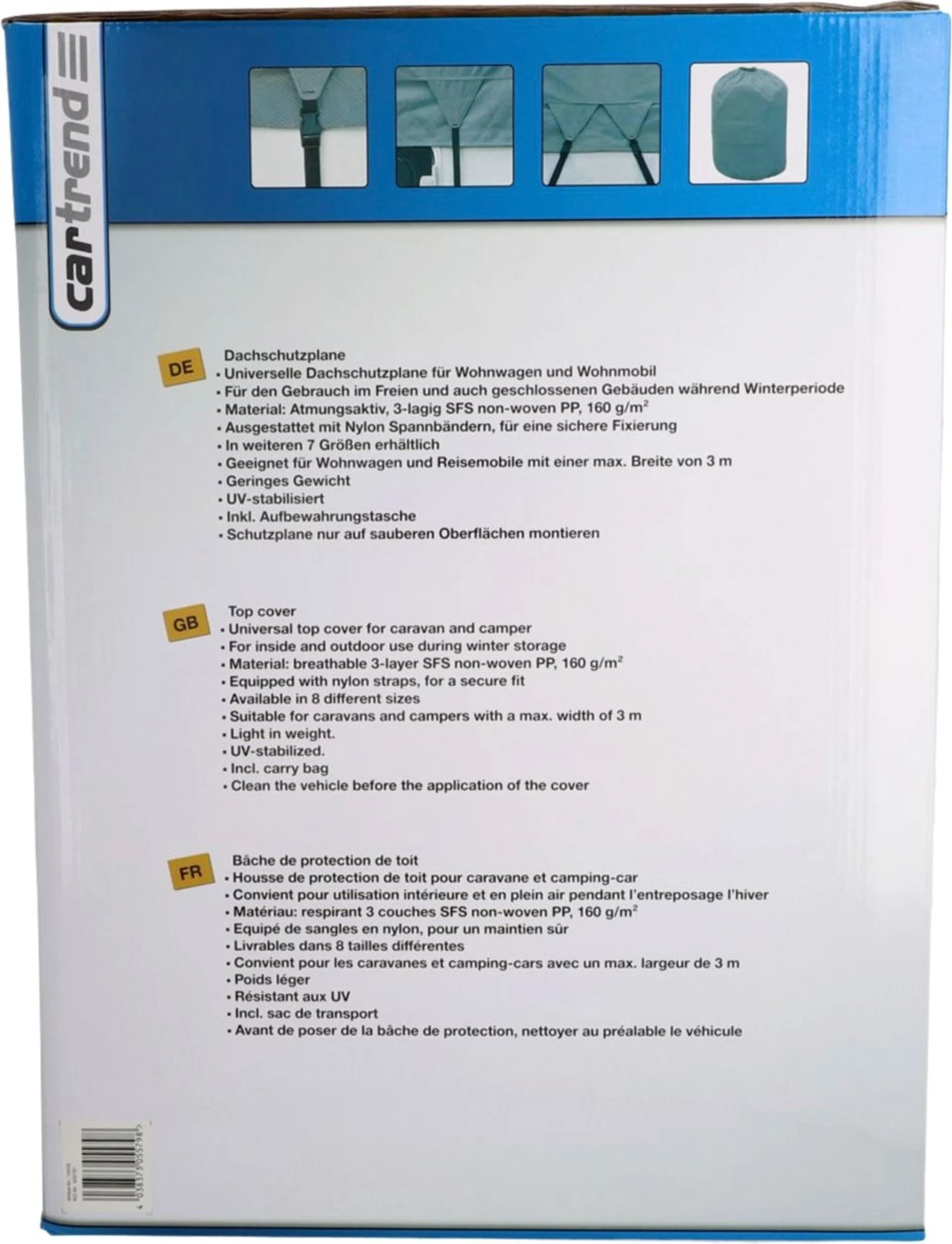 Bâche de protection de toit Cartrend Caravan 8 x 3 m