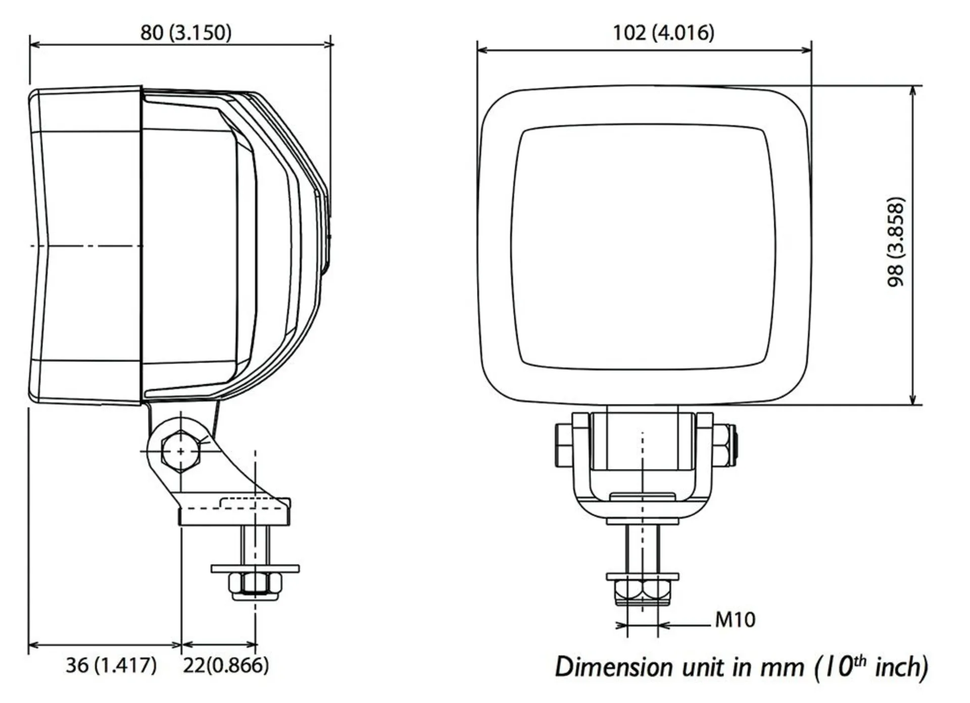 ABL - LED-Arbeitsscheinwerfer 12/24V 102x98mm, 2000 Lumen, IP69K, 12-100V, 28W