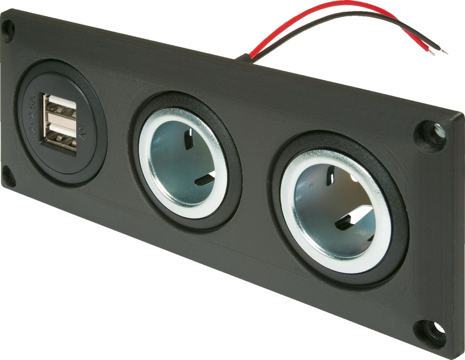 Pro Car Einbausteckdose mit USB-A Doppelsteckdose