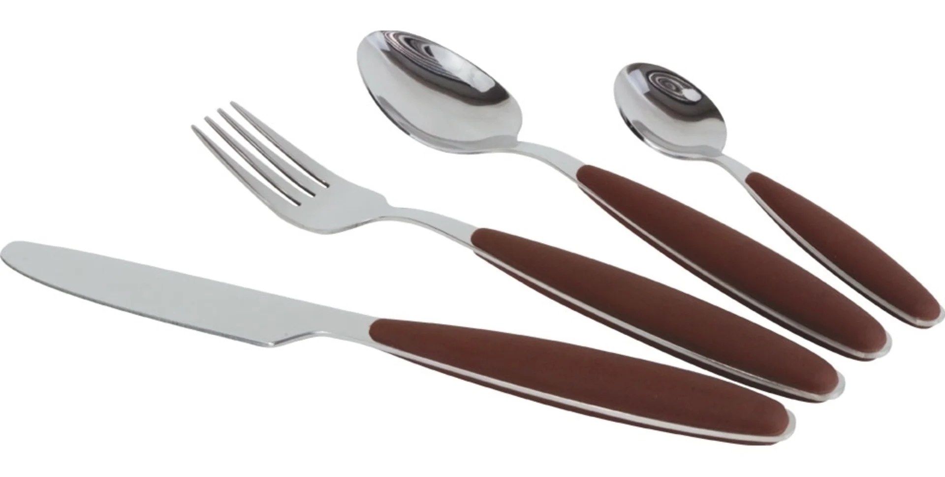 Gimex set de couverts en acier inoxydable avec manche soft-touch 16 pièces marron