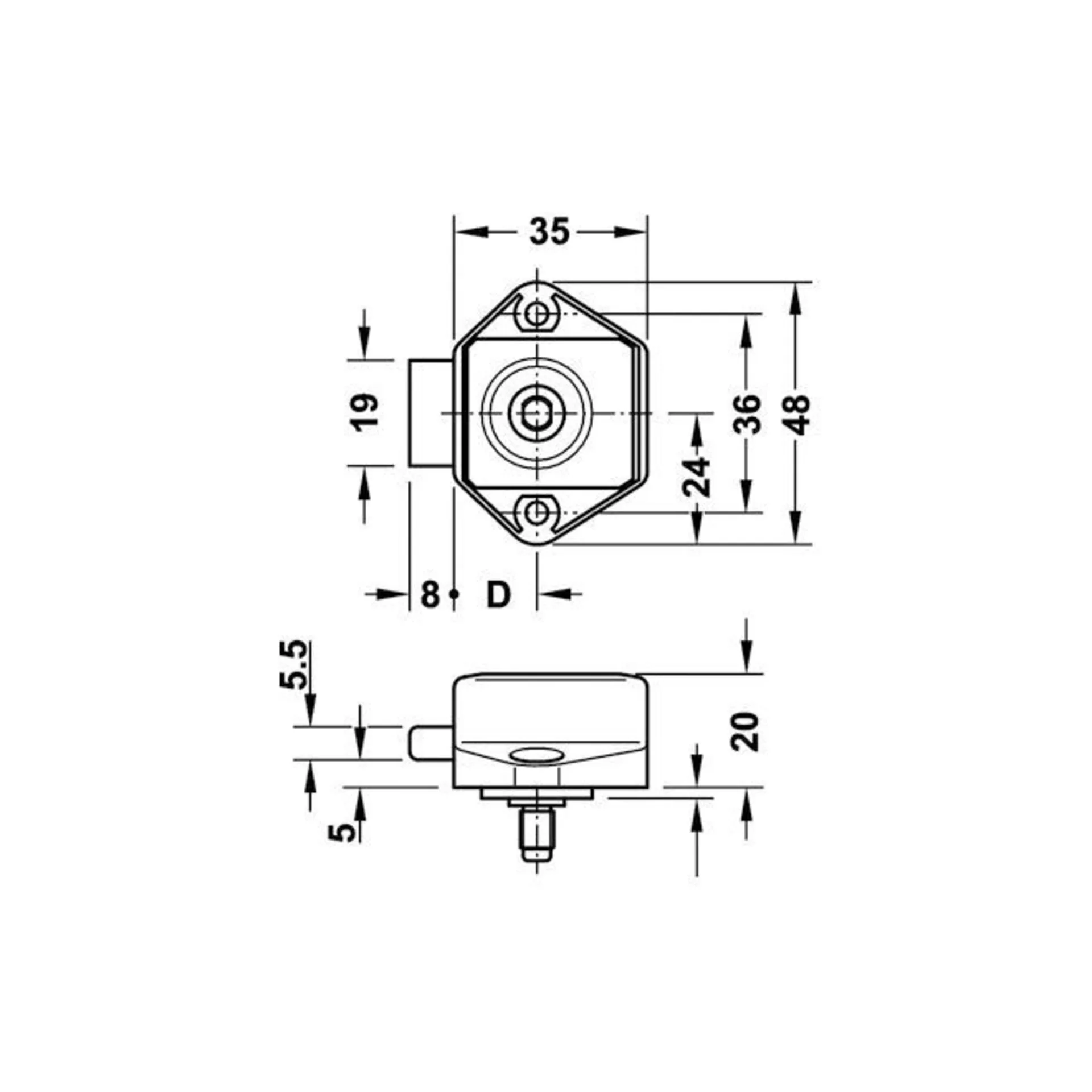 Mini-Push-Lock-Schloss braun, SB-verpackt