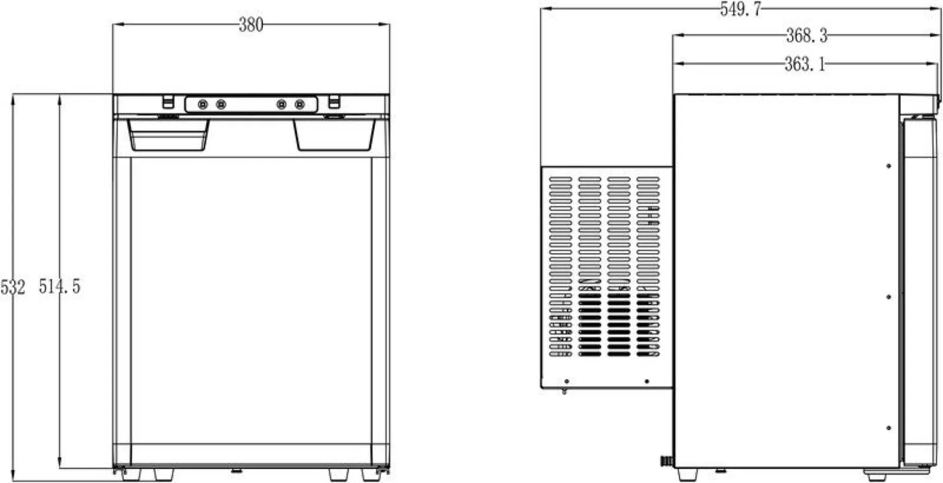 Einbaukühlschrank LR40L mit versetzbarer Kompressoreinheit und flexiblem Türanschlag