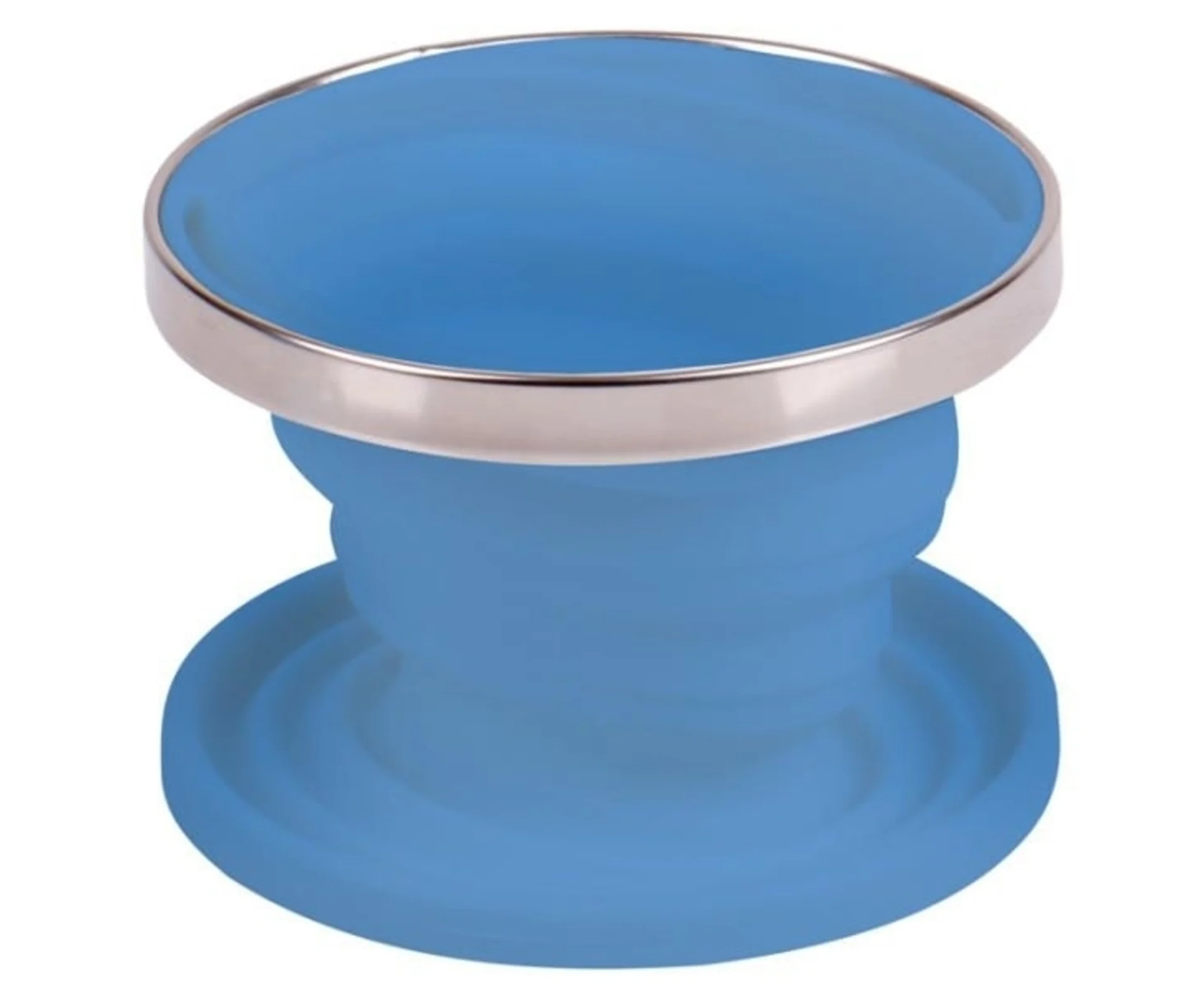 Porte-filtre à café pliable en silicone avec anneau en acier inoxydable, Ø11cm, bleu clair