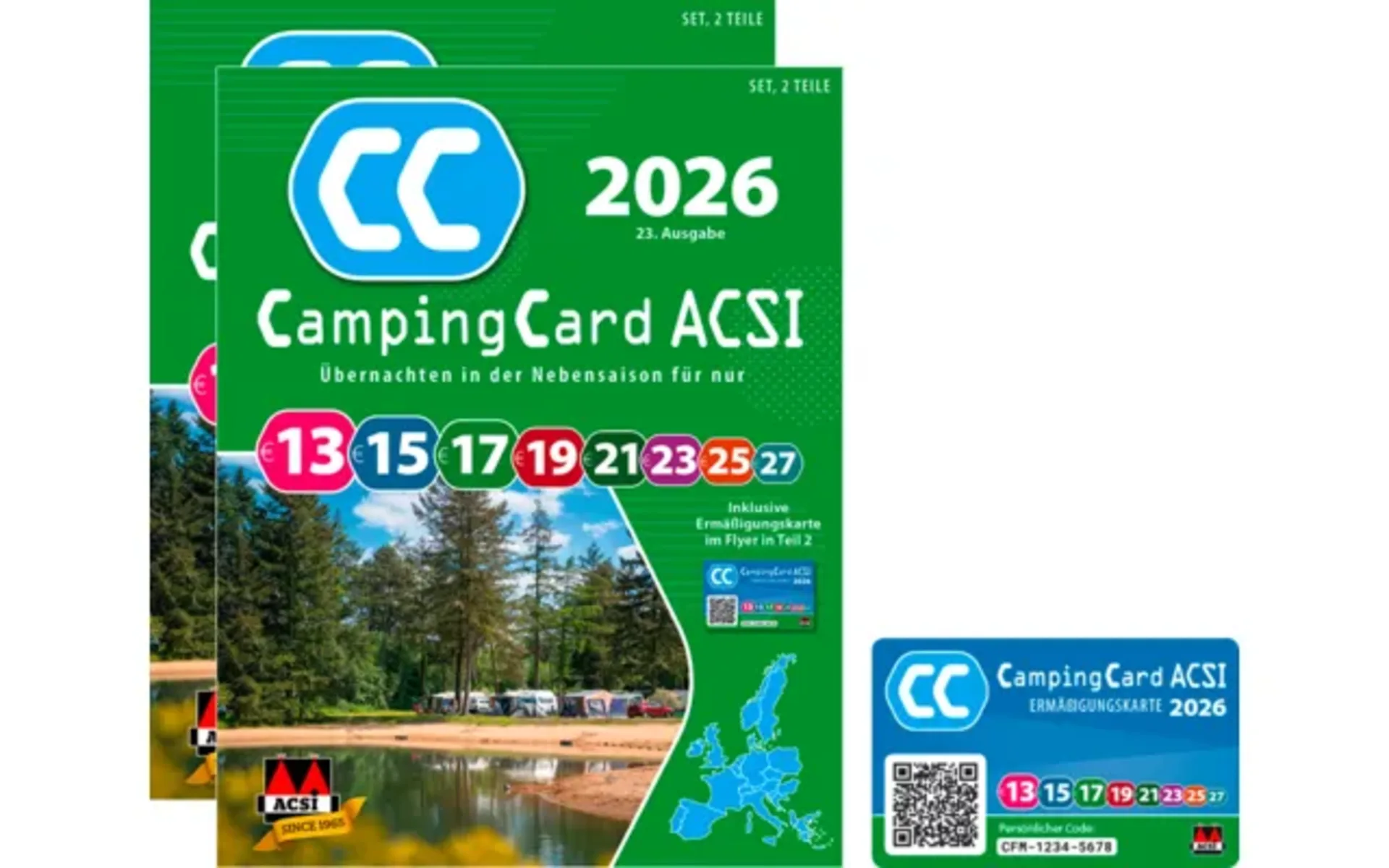 ACSI Campingführer 2026 mit CampingCard Ermässigungskarte (Deutsch)