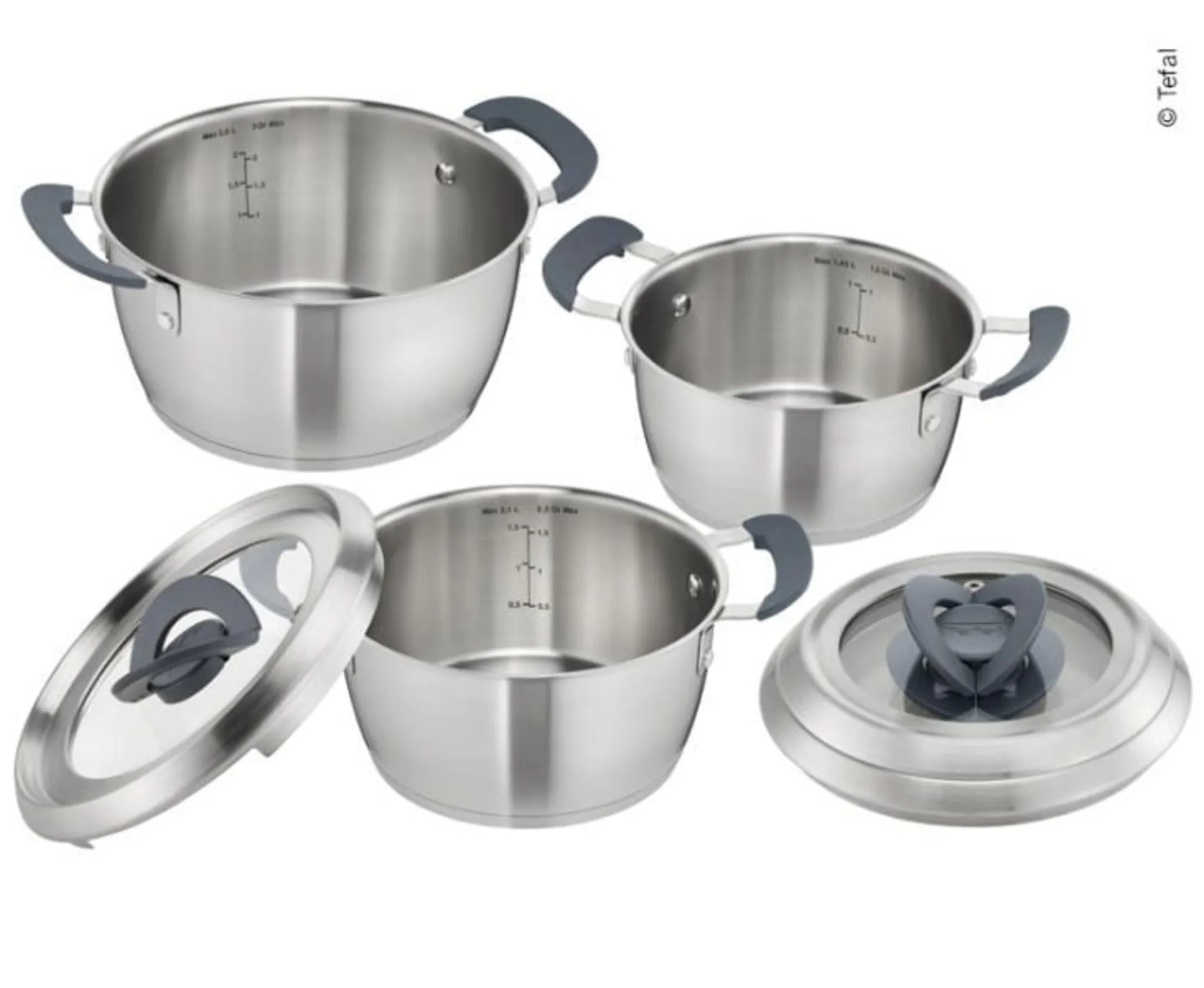 Tefal Topfset 6tlg.: Ø16,18+20cm, 3 Glasdeckel m.k