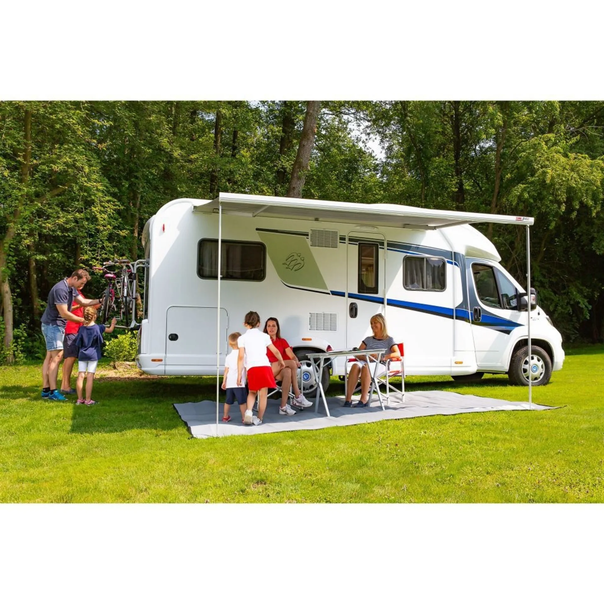 Fiamma F45s 375 Wandmarkise Gehäusefarbe Polar White Tuchfarbe Royal Grey 375 cm