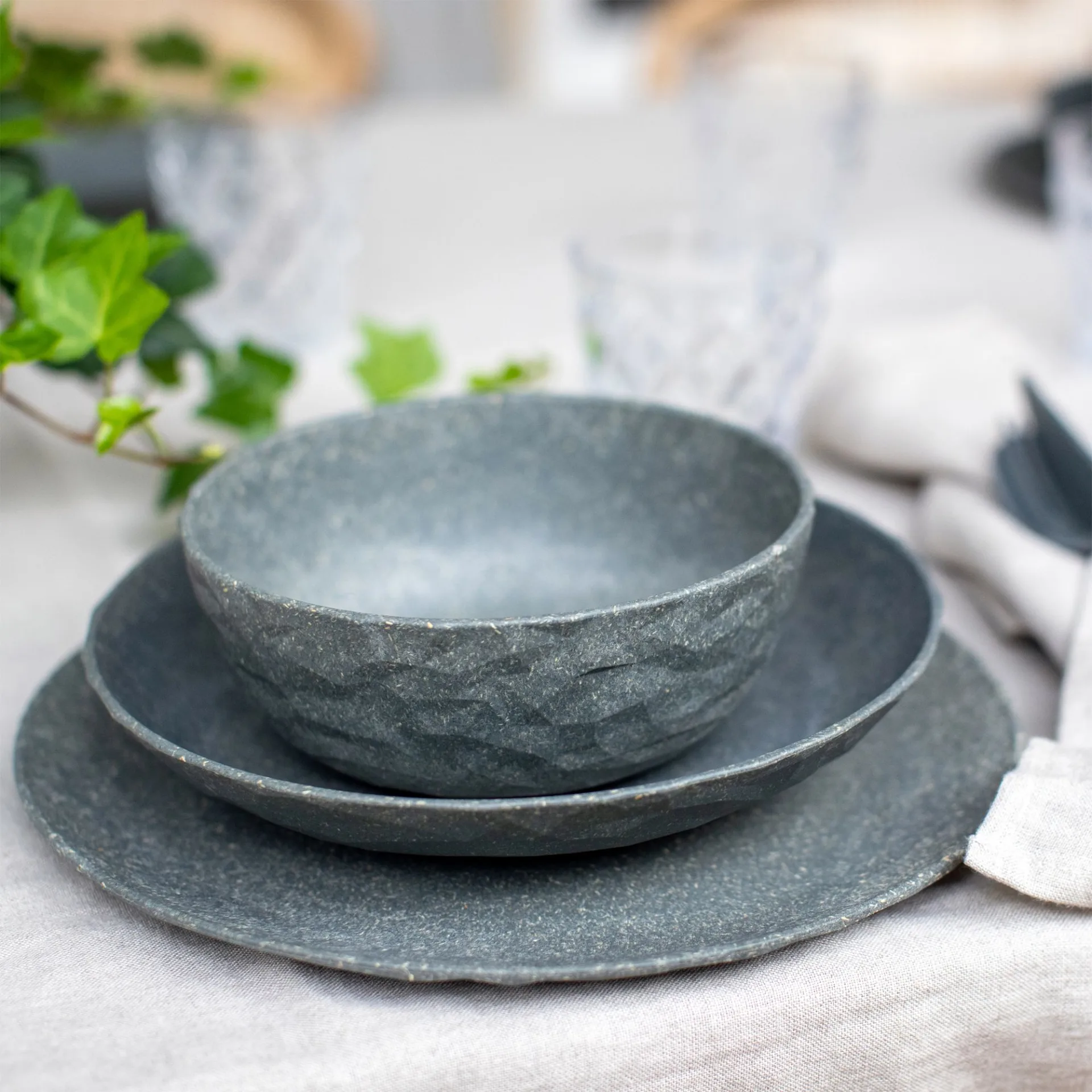 Koziol Club Plate Teller 260 mm 4-tlg. (flach) - Nature Ash Grey