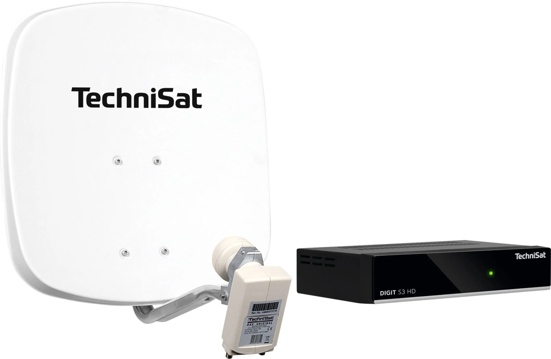 Technisat Set DigiDish 45 Sat-Antenne (Twin-LNB) mit Digit S3 HD SAT-Receiver polarweiß
