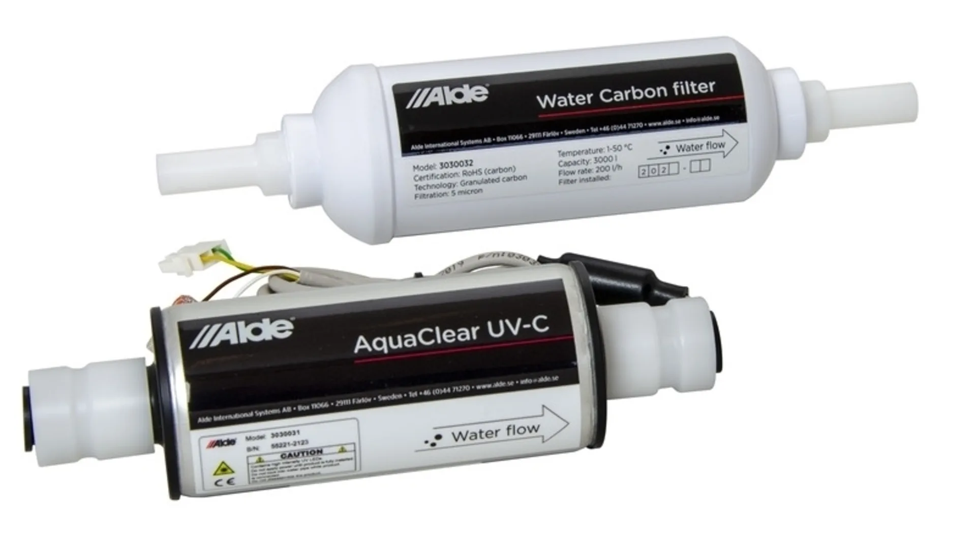 ALDE Aqua Clear Kit de filtration d'eau avec désinfection UV-C et filtre au carbone ALDE Aqua Clear Kit de filtration d'eau avec désinfection UV-C et filtre au carbone