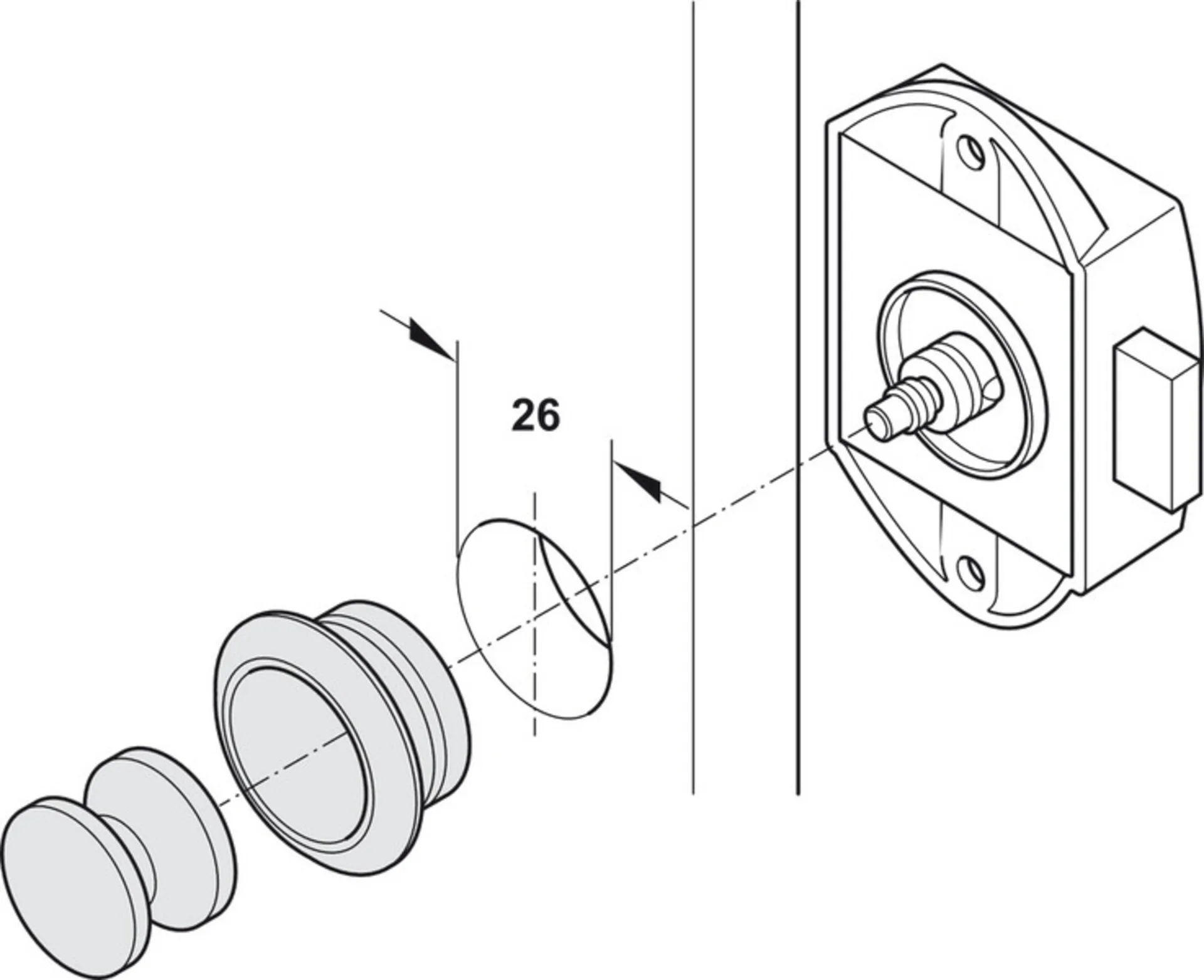 Aufschraub-Riegelschloss Push-Lock - Einseitig bedienbar - Braun
