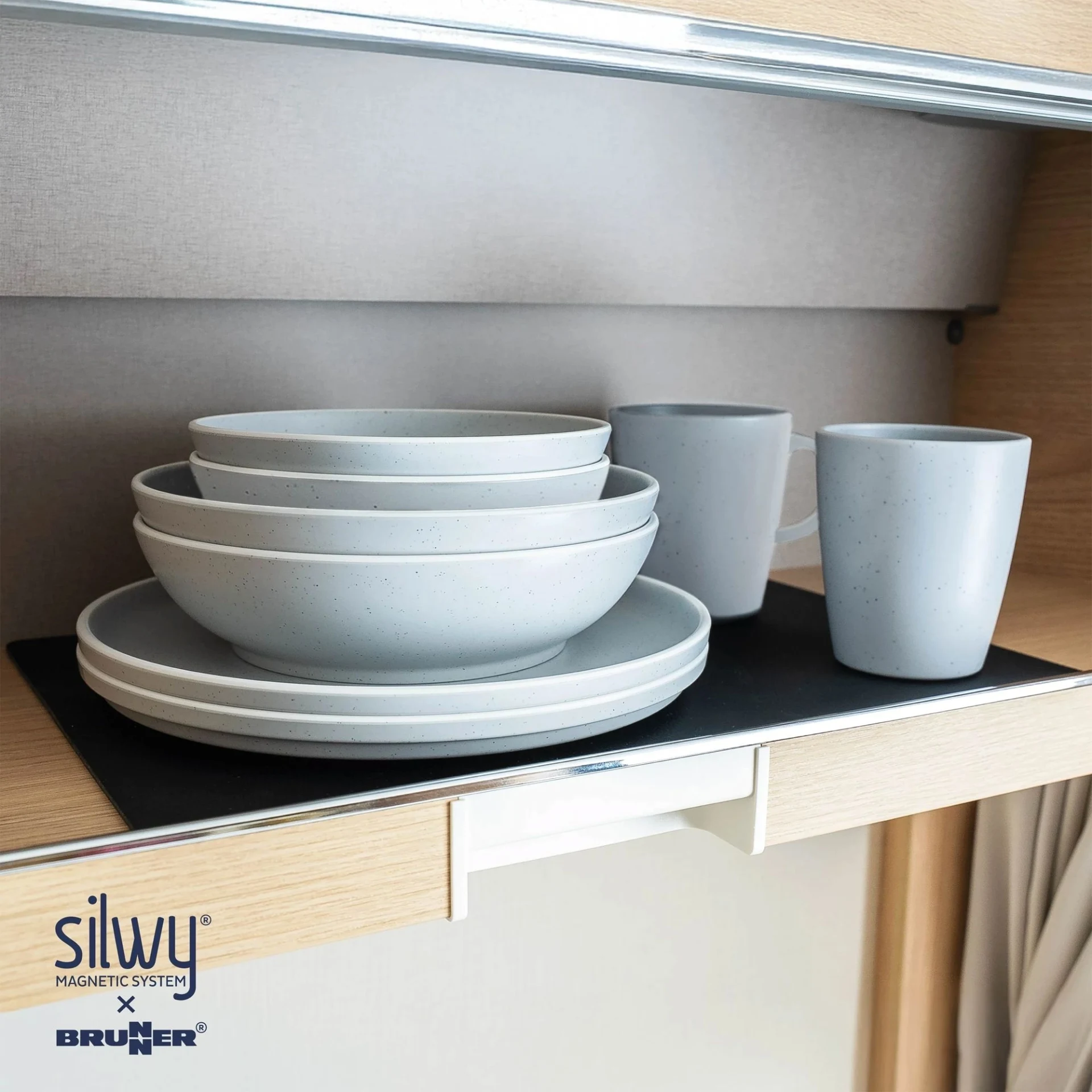 Service de table magnétique Silwy Brunner Dolomit en plastique, 11 pièces, pour 2 personnes, blanc