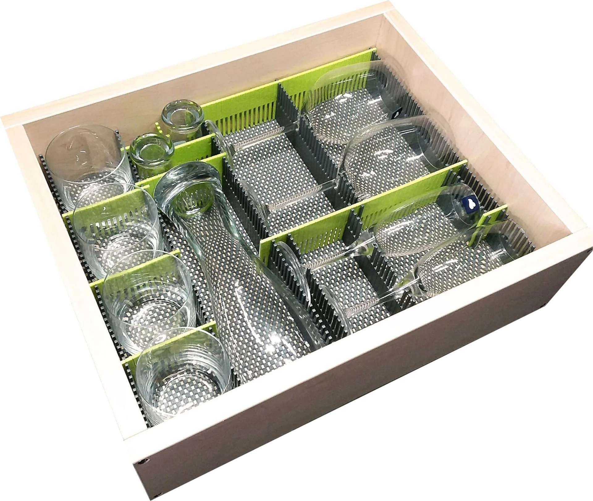 Purvario Pure Light Edition Stauleisten Set für Schubladen 8 Stück anthrazit / lime