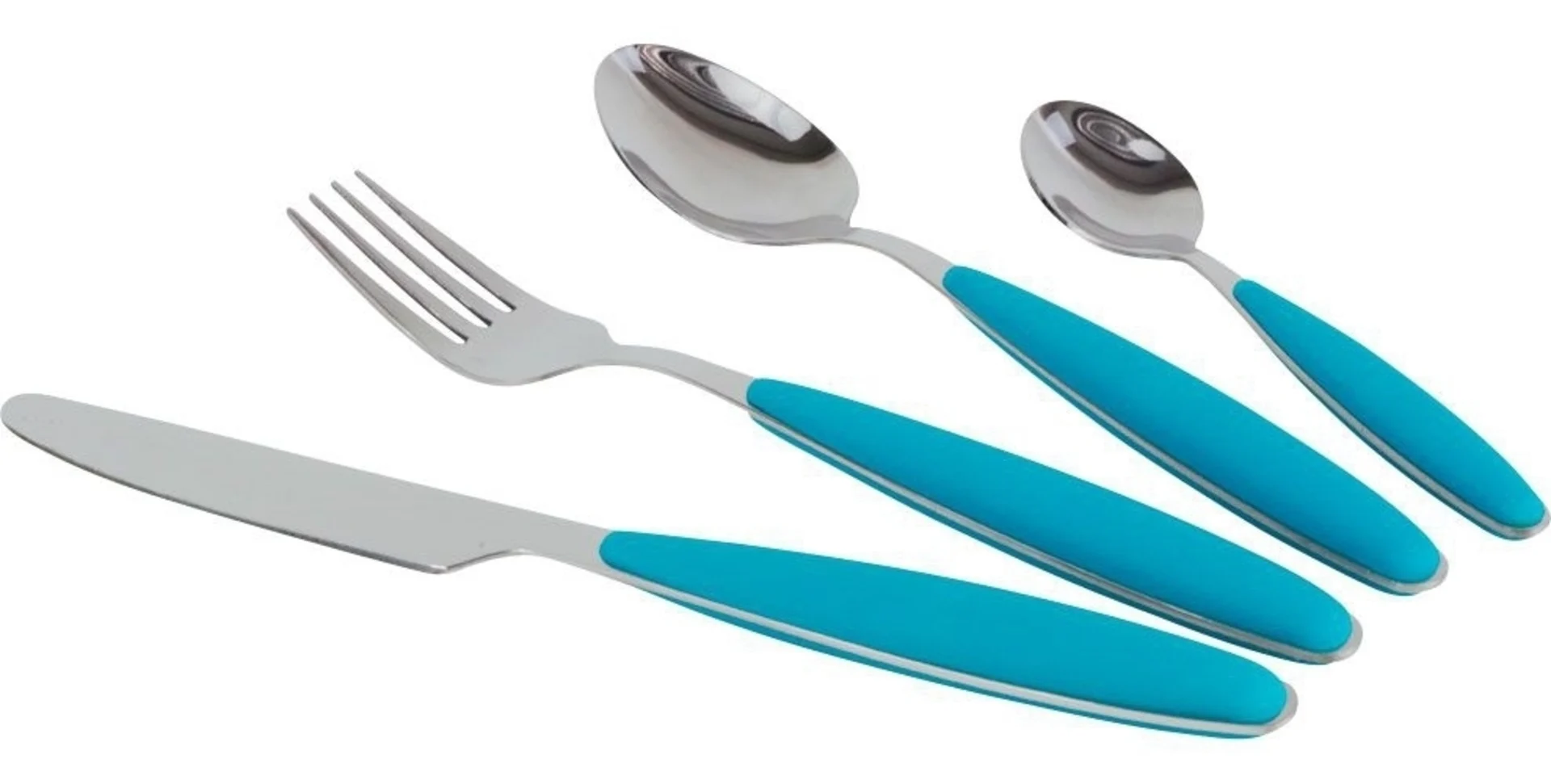 Gimex Edelstahlbesteck Set mit Soft-Touch-Griff 16 teilig türkis