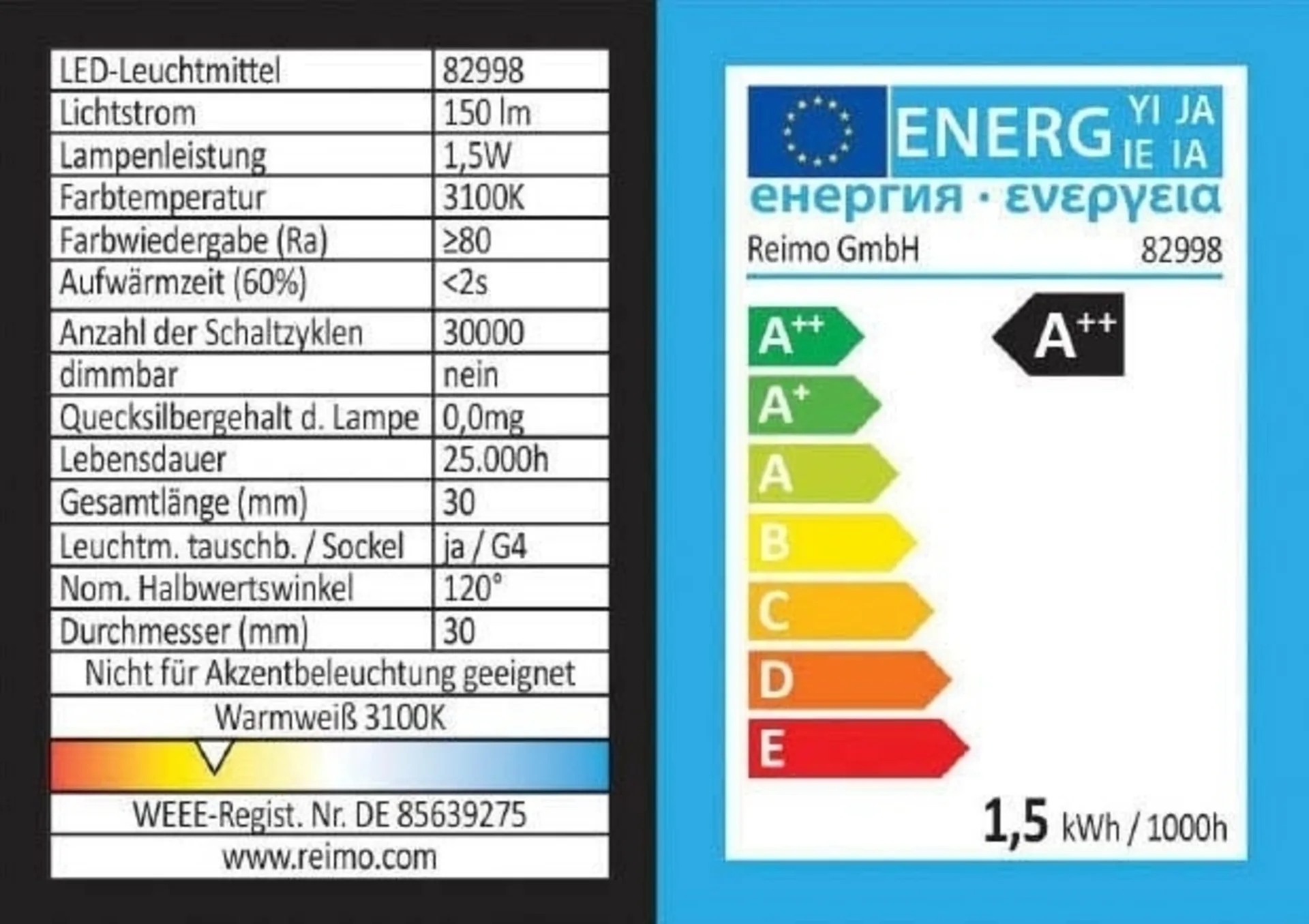 LED G4 Leuchtmittel, 1,5W, 150 Lumen, 10 warmweiss LED G4 Leuchtmittel, 1,5W, 150 Lumen, 10 warmweiss