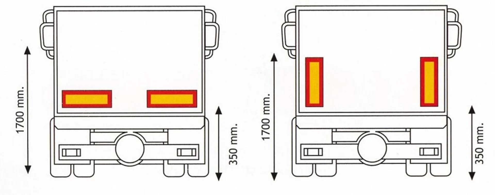 2 Tafeln, Alu für Anhänger reflektierend 565x200mm Alu 1,2mm / ECE 70.01