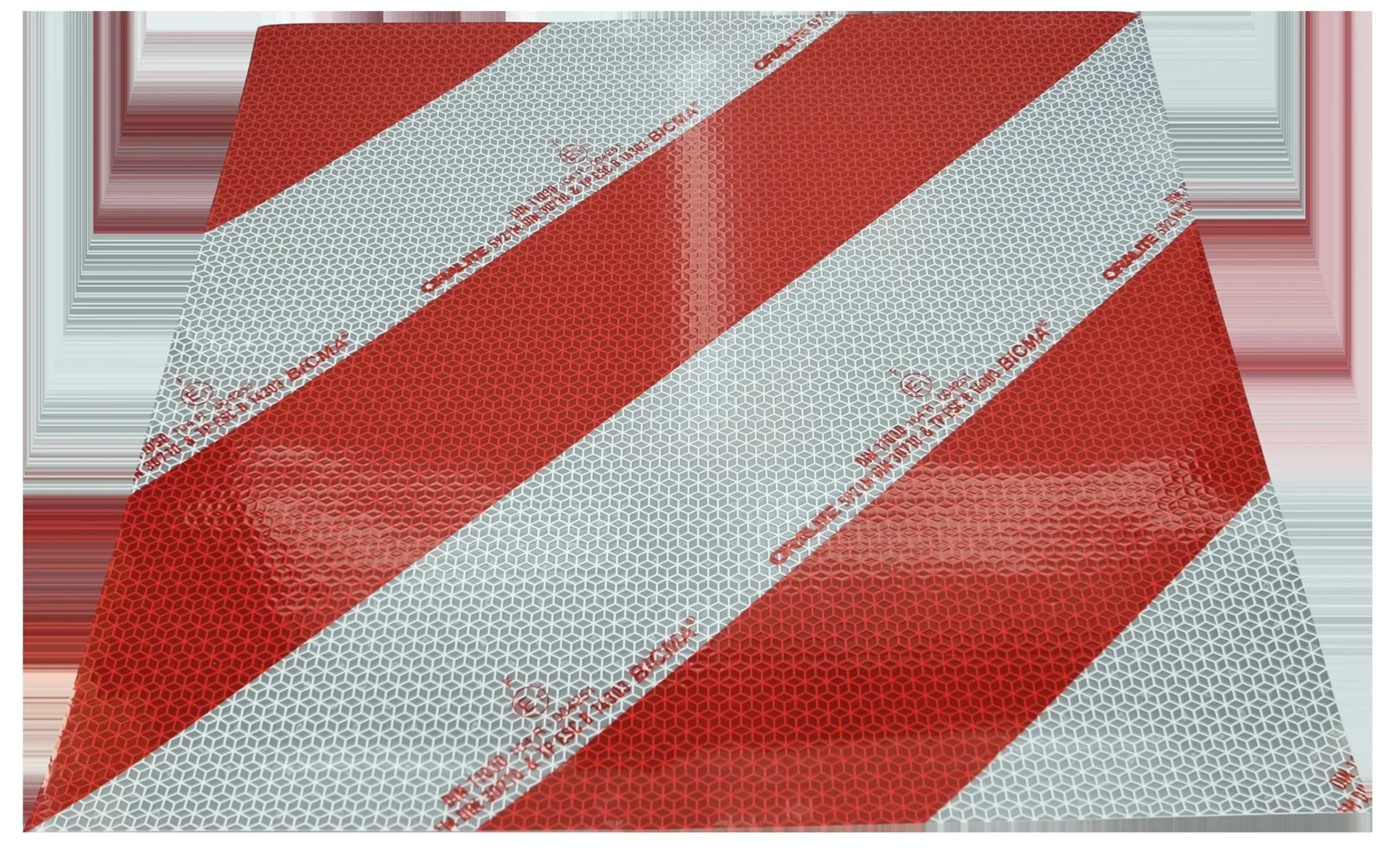 Selbstklebefolie-Set (2 Stk. L+R) rot/weiss 423 x 423 mm Nach Reg. EC86 R104 - Klasse F, DIN 11030, DIN 30710