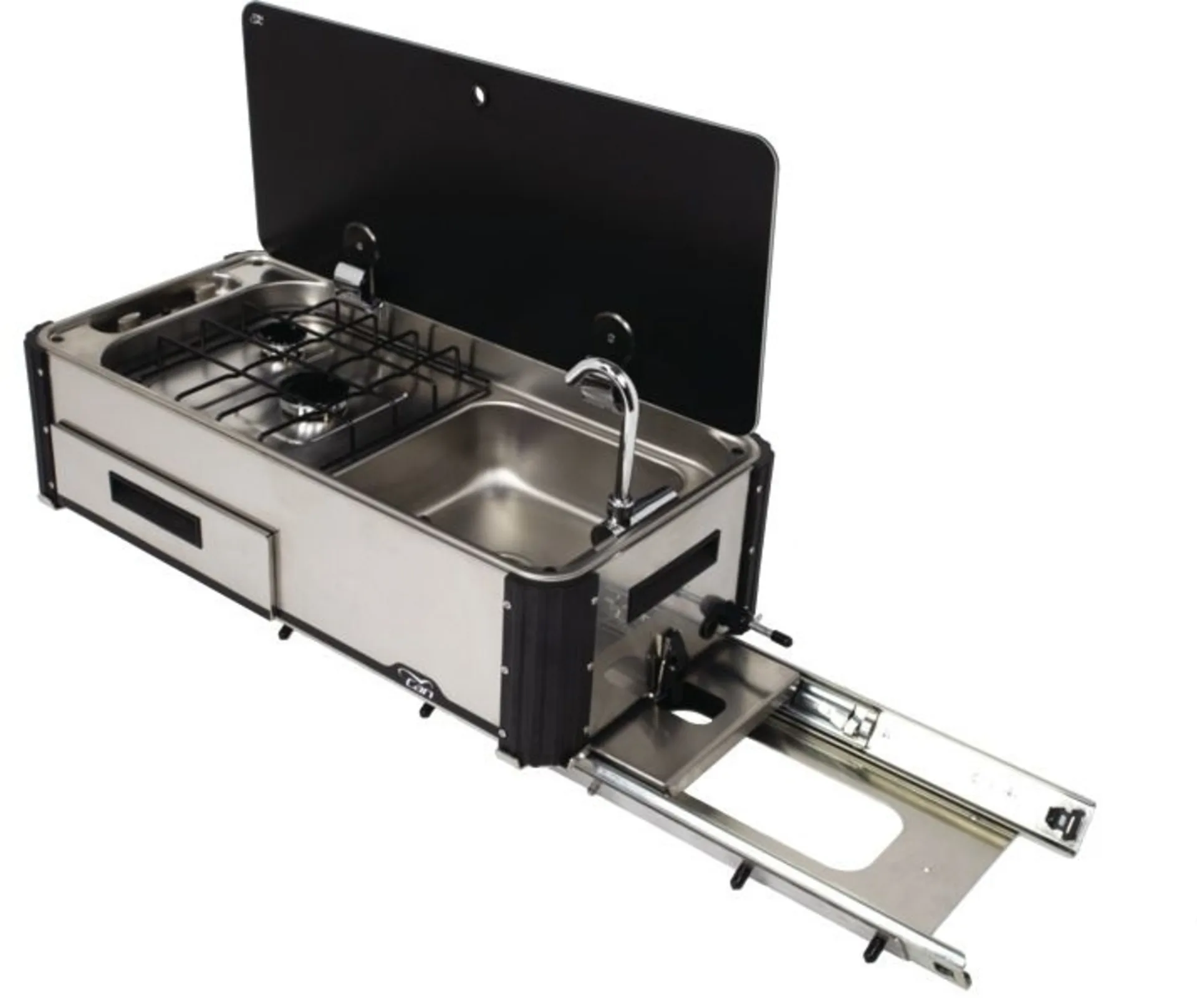 Gaskocher mit Spüle, 2-flammig, Slideout-Funktion - Modell SL1400,LL